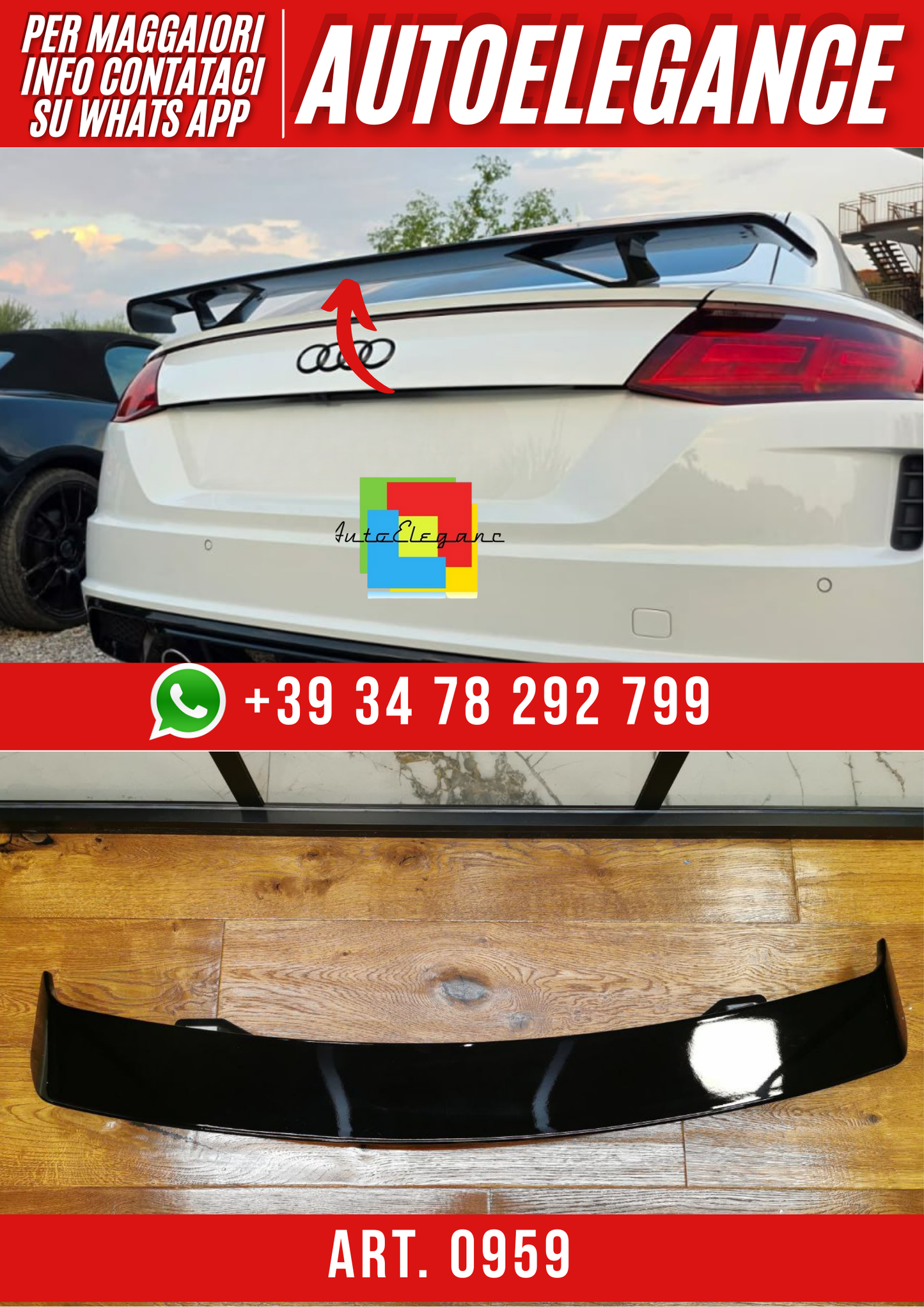 ART. 0959 SPOILER  AUDI  RSTT TT 8J TT   NERO LUCIDO