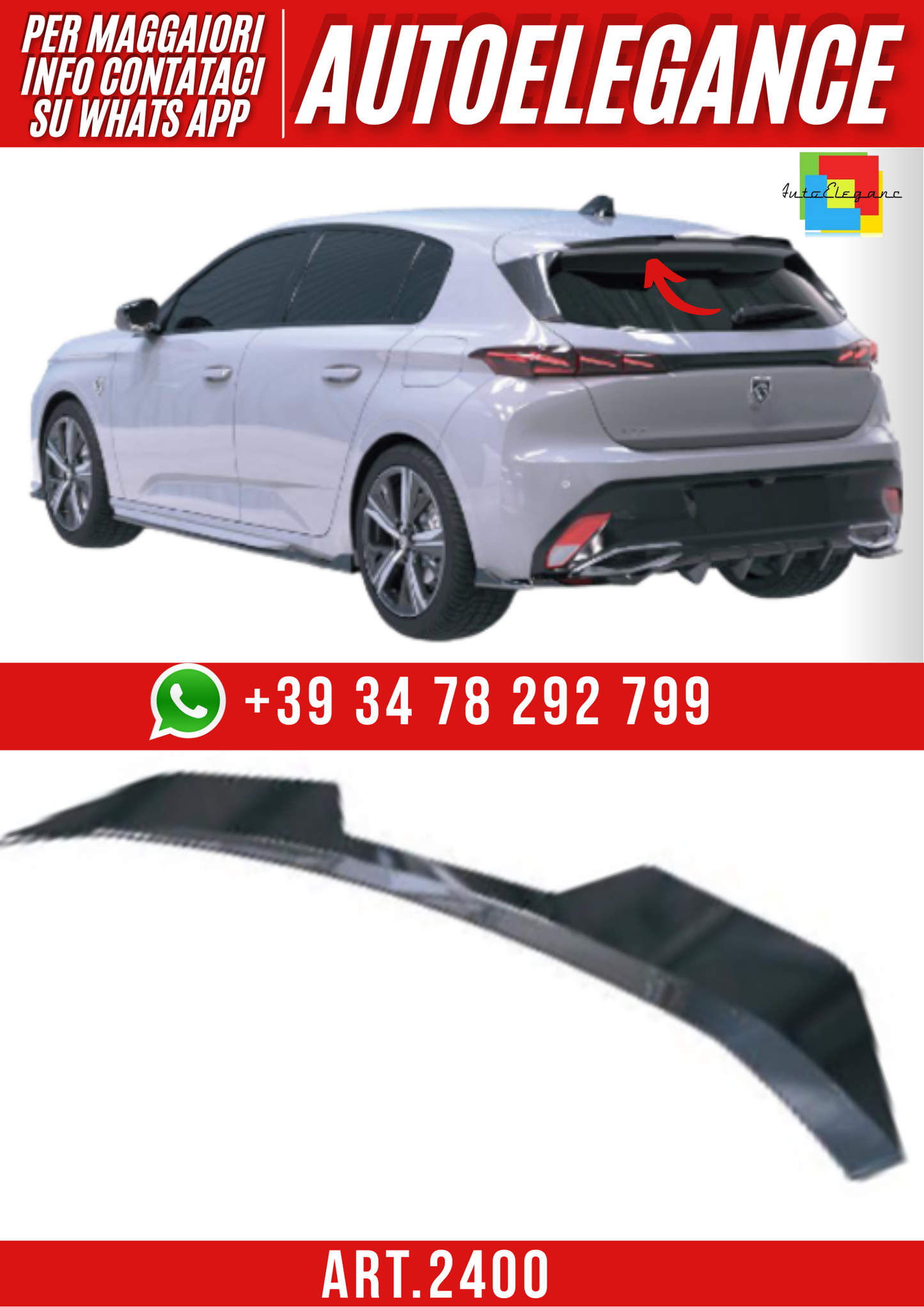 ART.2400 SPOILER  PEUGEOT 308 GT HATCHBACK MK3 2021+
