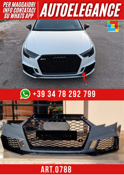 ART. 0788 PARAURTI ANTERIORE A3 8V 2017-2020 HATCHBACK LOOK RS3  - AUTOAFTER