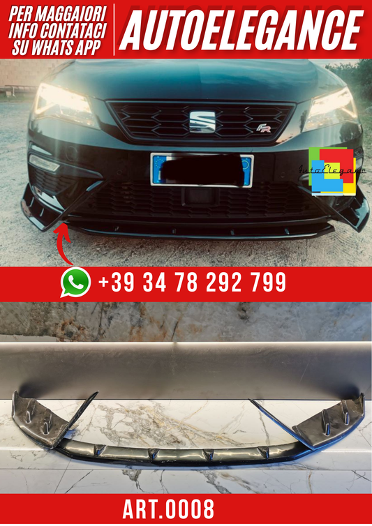 ART. 0008 SPLITTER  SEAT LEON 5F FL 2017-2020 FR LOOK LENZ DESIGN 3 PEZZI