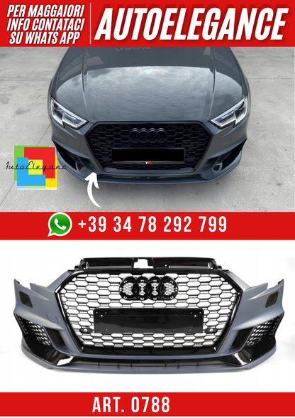 art.0788 Bodykit Paraurti anteriore Audi A3 8V RS3 Look (2016–2020)