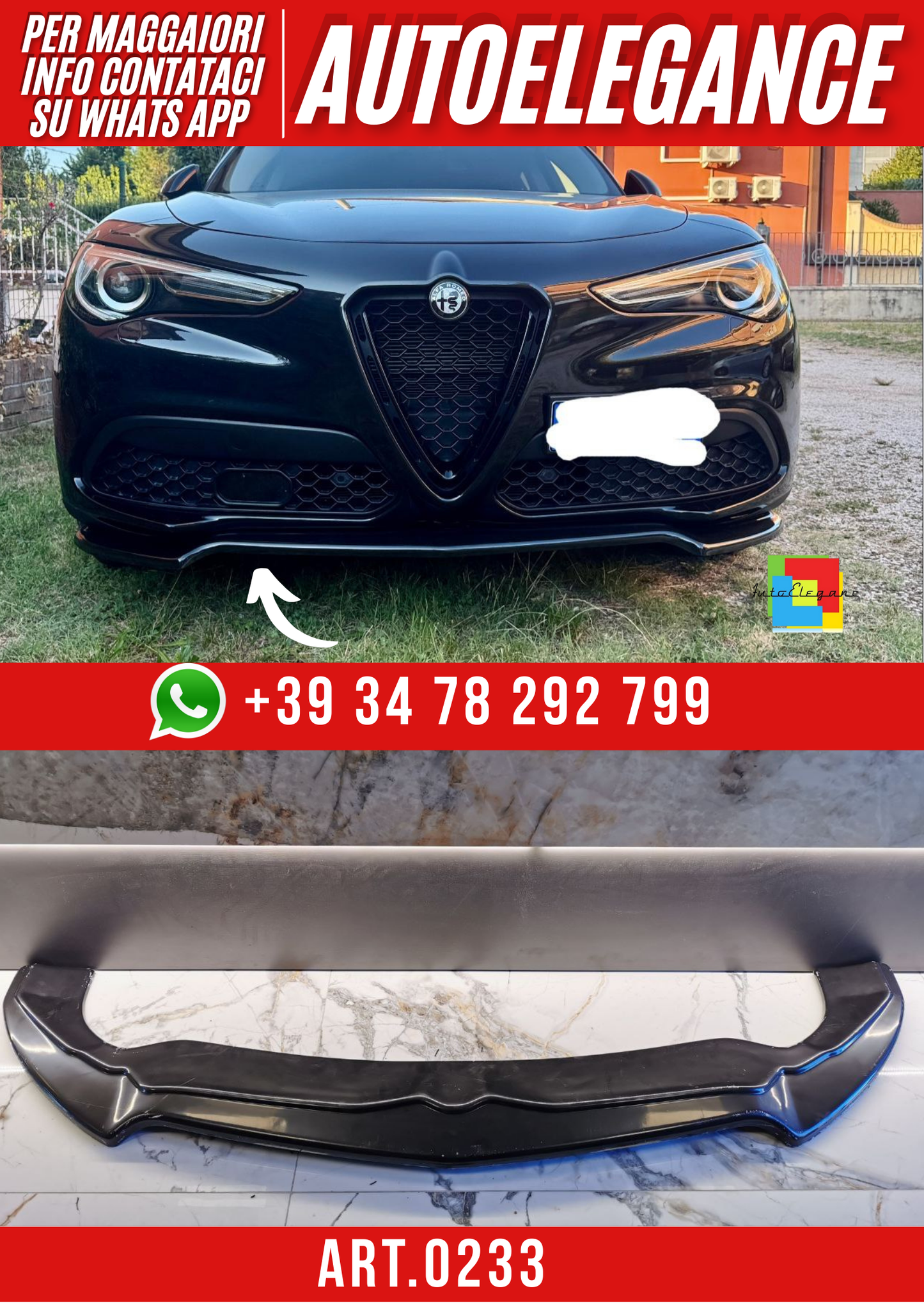 ART. 0233 SPLITTER STELVIO 2016+ NERO LUCIDO