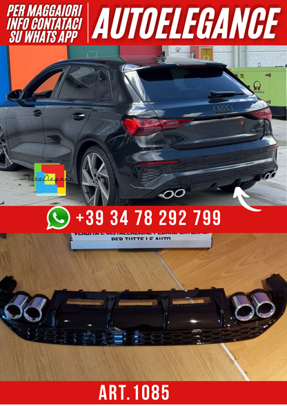 ART. 1085 DIFFUSORE AUDI A3 8Y 2020-2024 SPORTBACK BERLINA LOOK S3