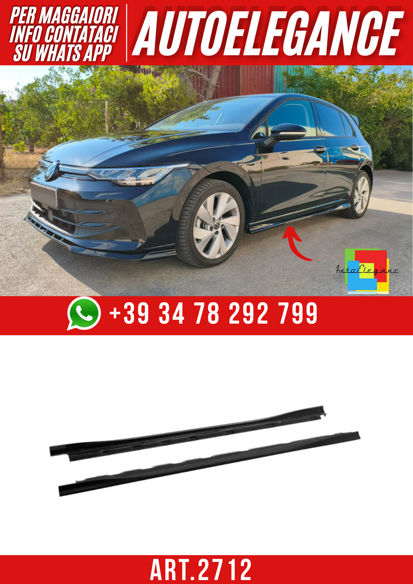 ART.2712  Minigonne Laterali Volkswagen Golf 8 / 8.5 Facelift restyling