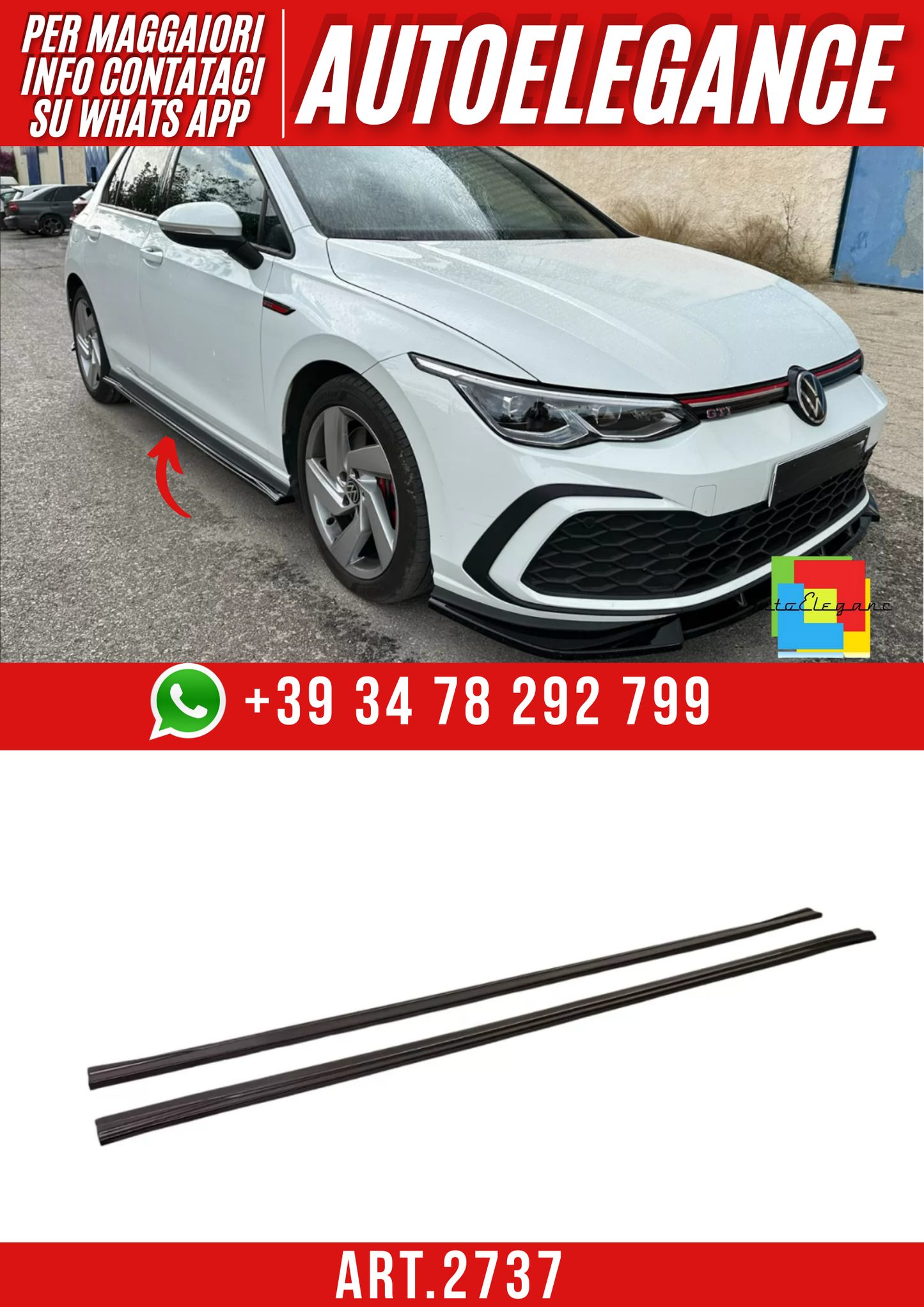 ART.2737    Sotto Minigonne Laterali Volkswagen Golf Mk8 GTI / GTI C