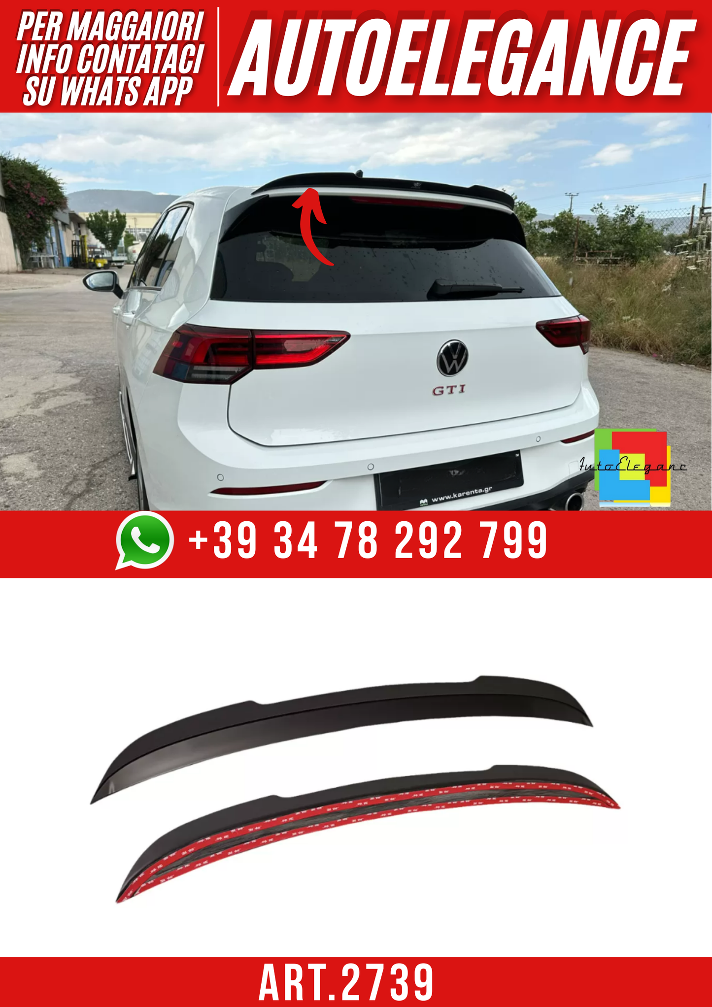 ART.2739  Spoiler Volkswagen Golf Mk8 GTI / GTE / GTD / R-Line / R