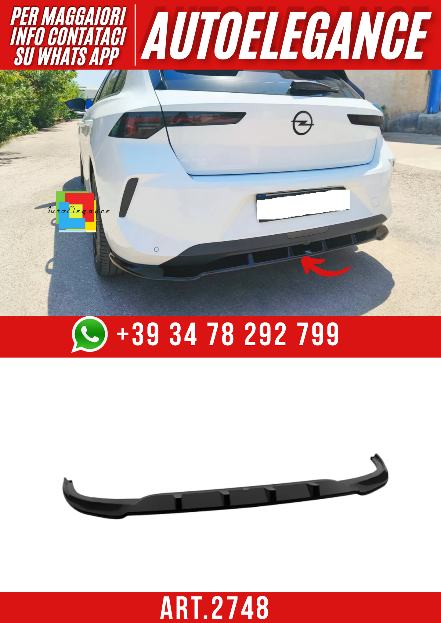 ART.2748  Splitter posteriore Opel Astra L Hatchback