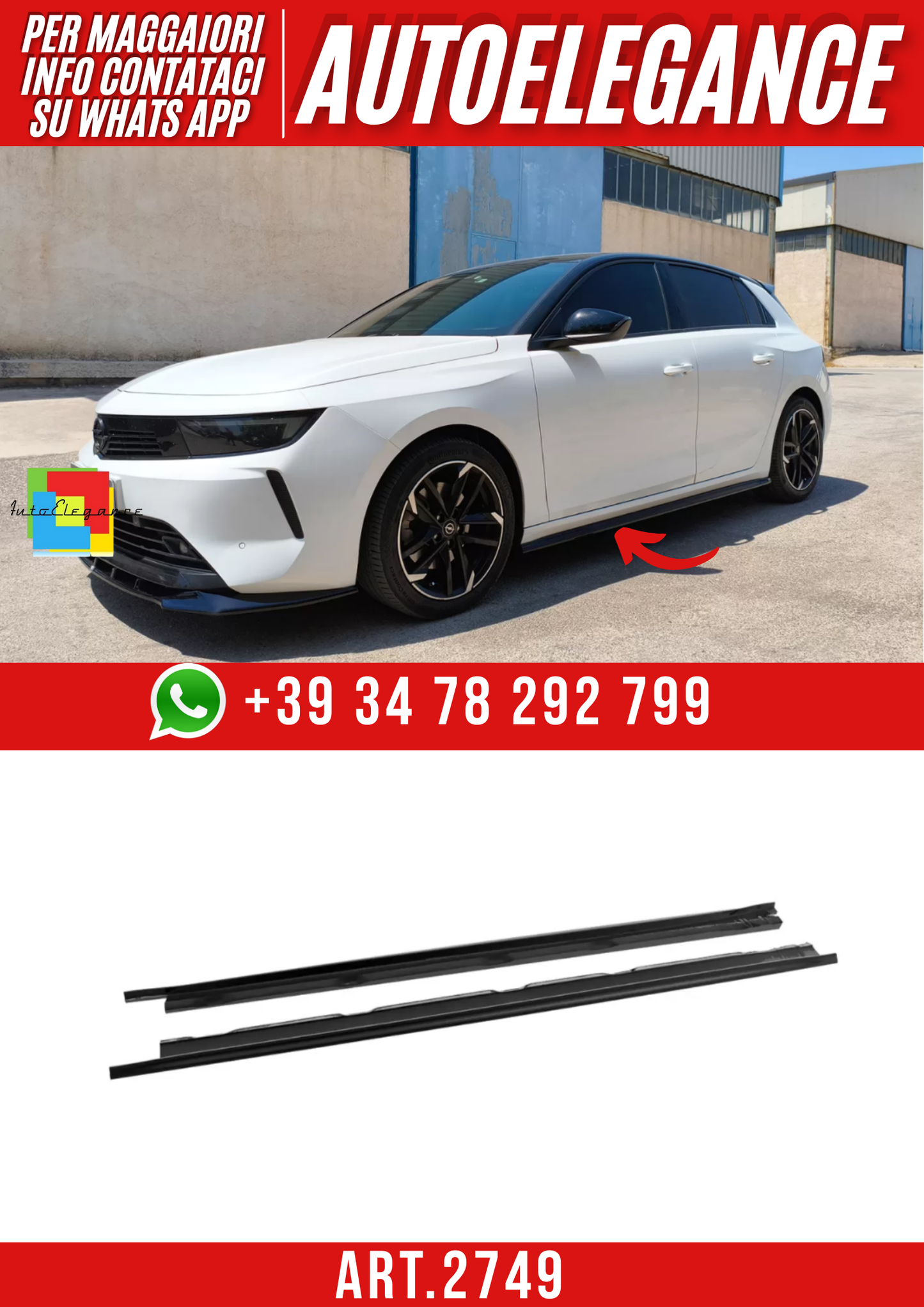 ART.2749 Sotto Minigonne Laterali Estensioni Opel Astra L Hatchbac