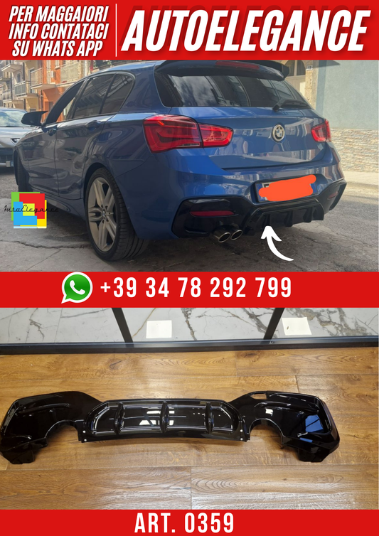 ART. 0359 DIFFUSORE BMW SERIE 1 F20 F21 MSPORT 2015-2019 1+1 NERO LUCIDO