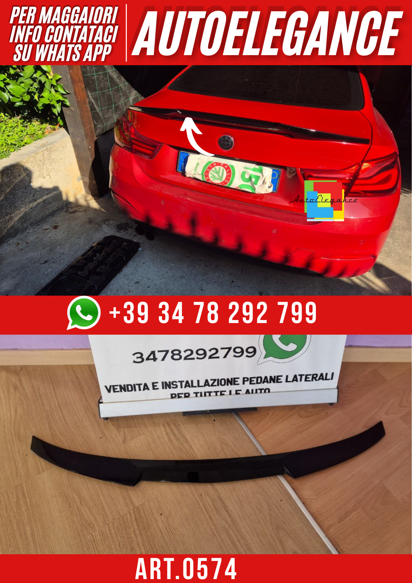 ART. 0574 SPOILER BMW SERIE 4 F32 COUPE LOOK M4 NERO LUCIDO