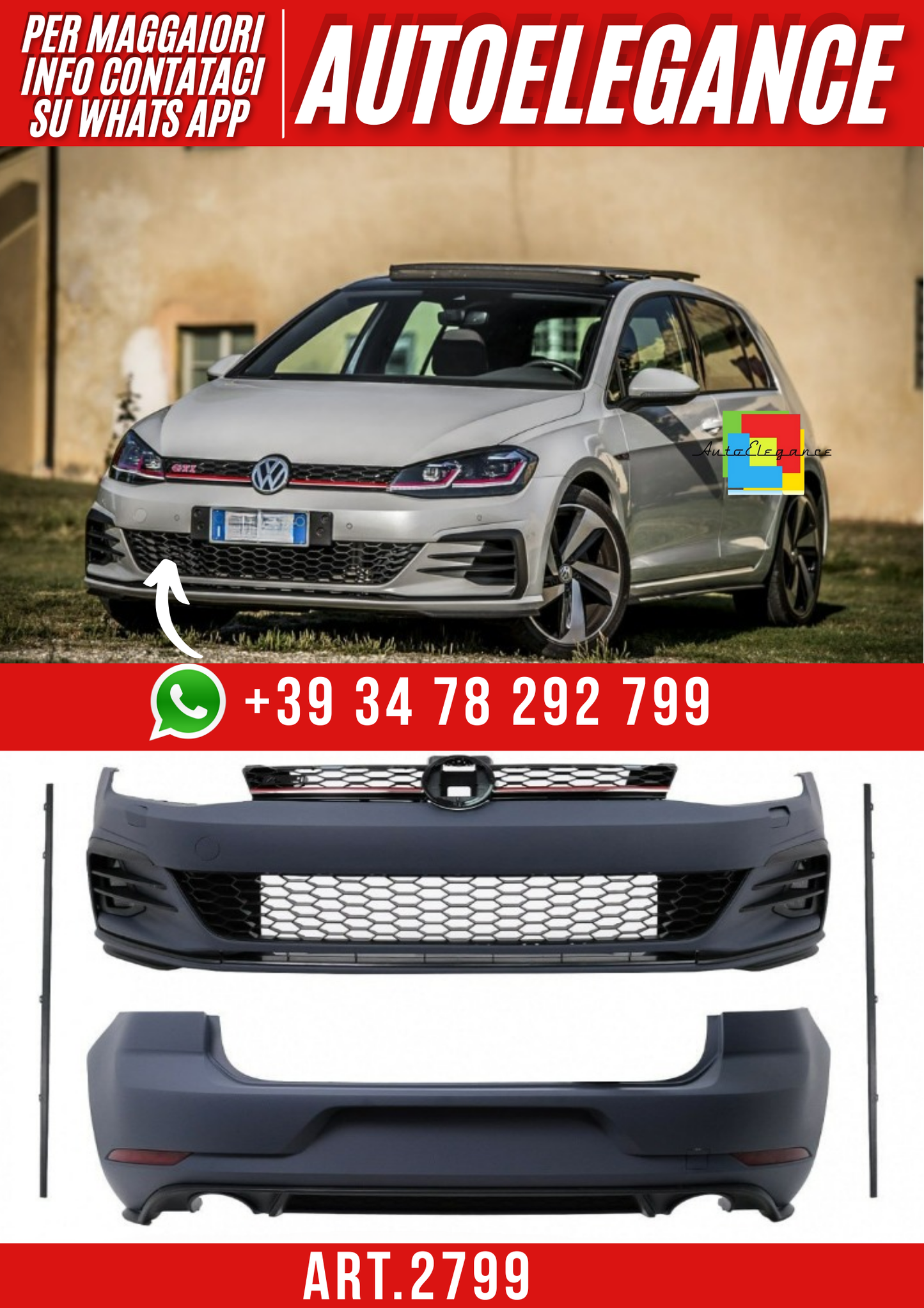 ART.2799 Bodykit kit trasformazione da golf 7 a 7.5 gti