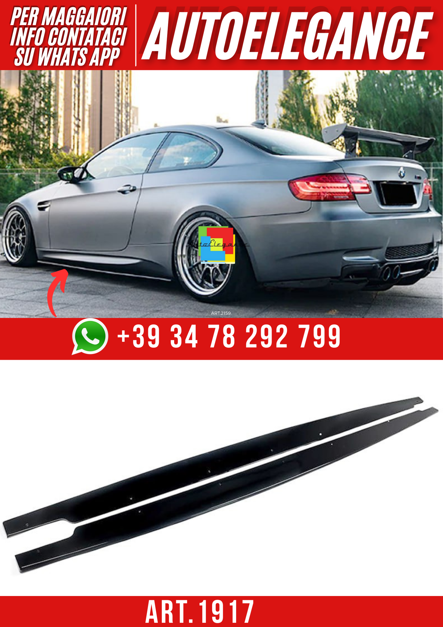 ART. 1917 SOTTO MINIGONNE BMW SERIE 3 E92 2007+ NERO LUCIDO