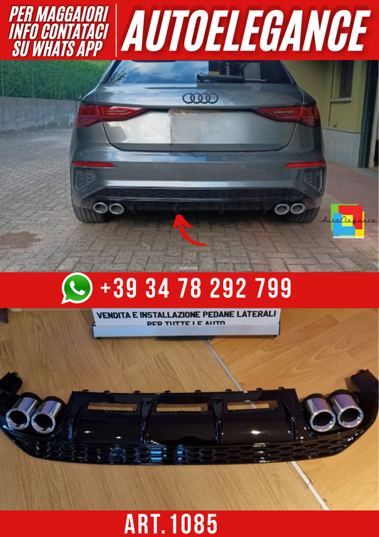 ART. 1085 DIFFUSORE AUDI  A3 8Y 2020-2024 SPORTBACK BERLINA LOOK S3