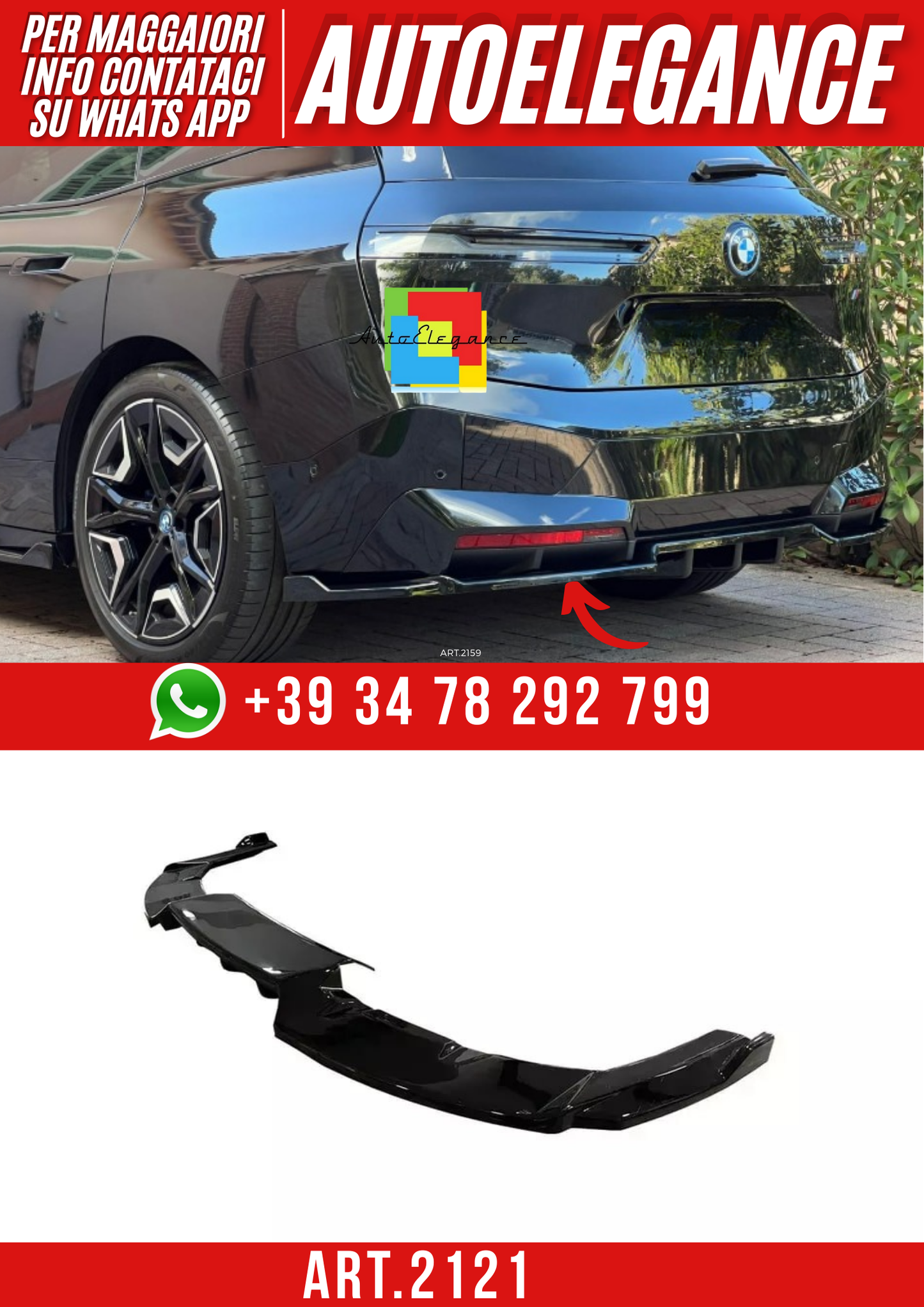 ART.2121 FLAP DIFFUSORE BMW iX i20 2021+ MSPORT NERO LUCIDO