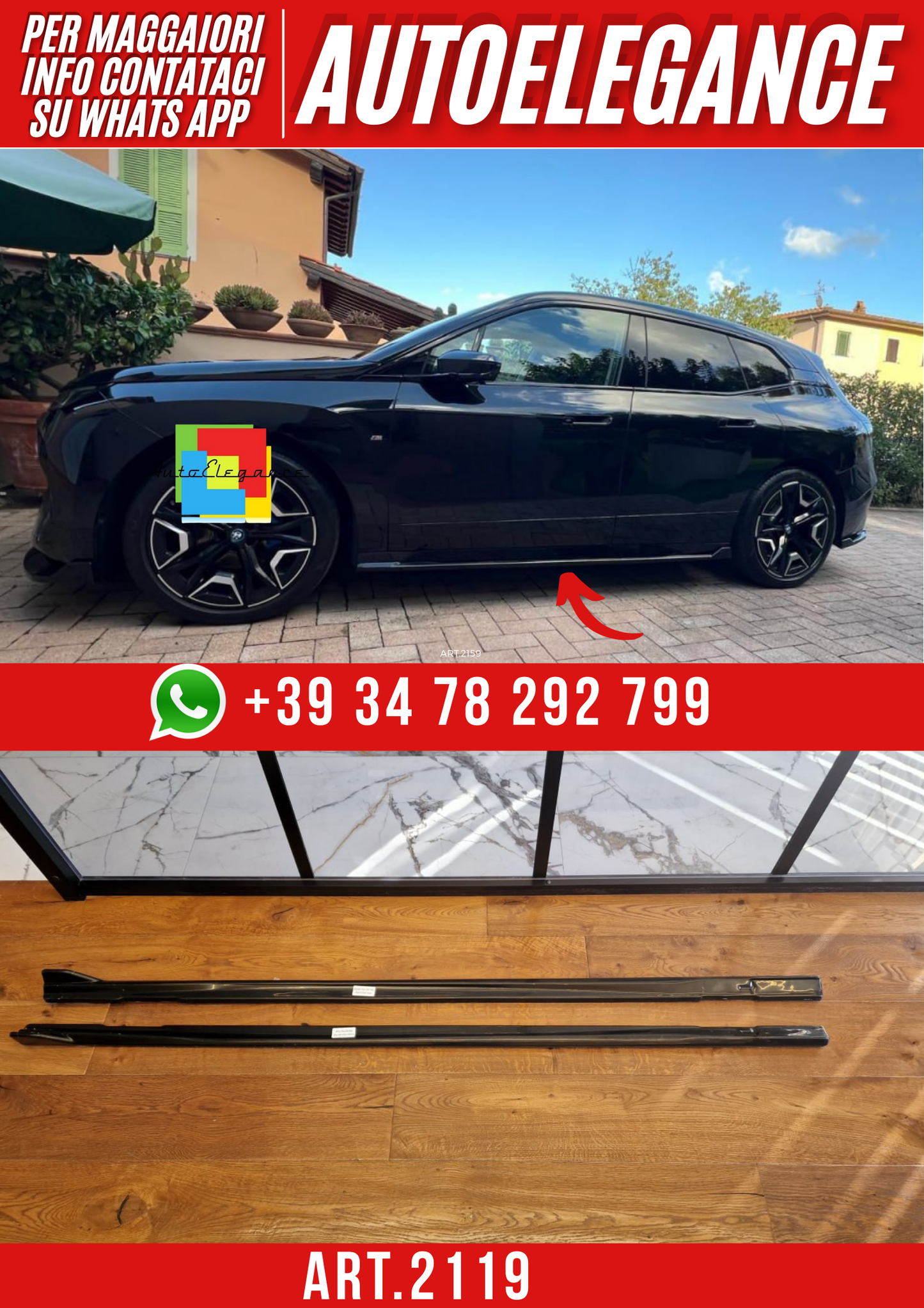 ART.2119 SOTTO MINIGONNE BMW iX i20 2021+ MSPORT NERO LUCIDO