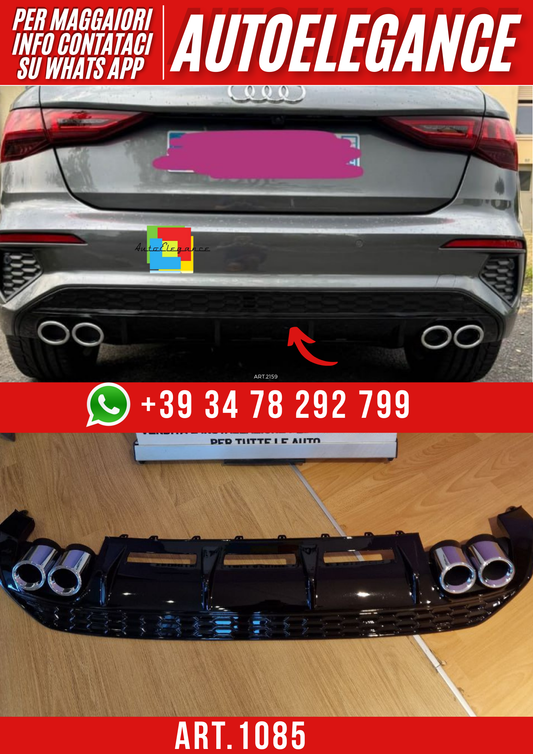 ART. 1085 DIFFUSORE AUDI  A3 8Y 2020-2024 SPORTBACK BERLINA LOOK S3