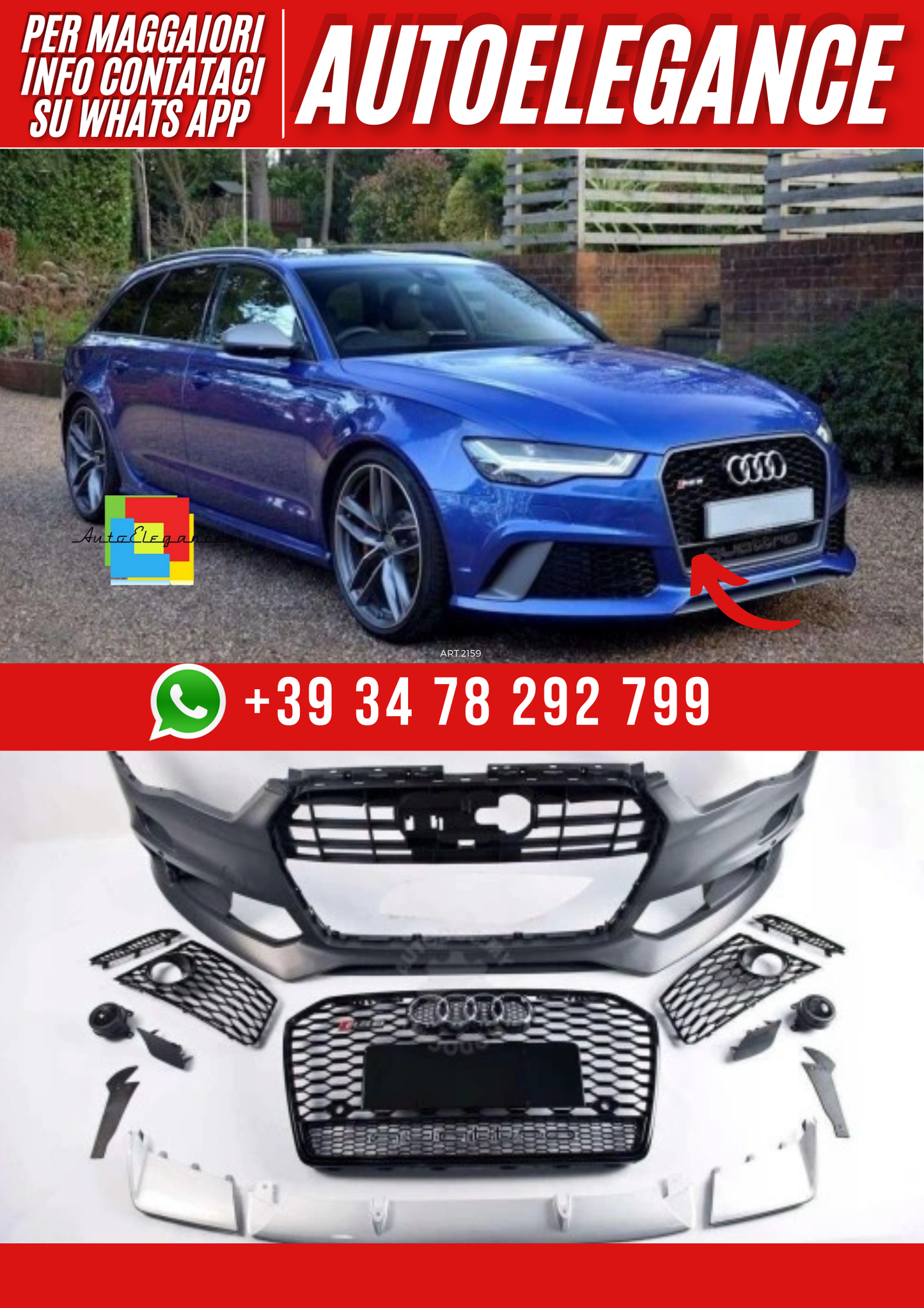 PARAURTI  ANTERIORE  ADATTO  PER  AUDI A6 RS6 C7.5 AVANT 2015-18
