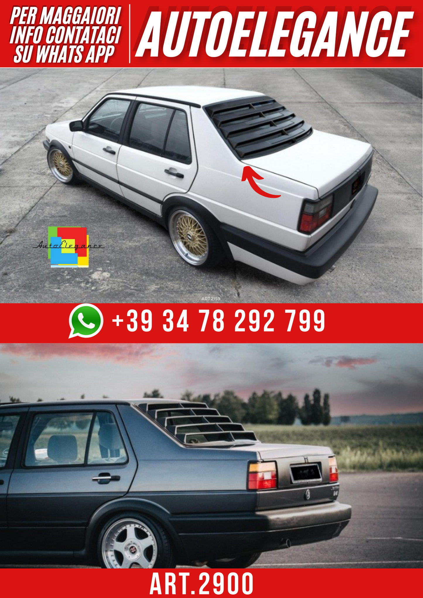 ART.2900  LOUVER LUNOTTO POSTRIORE NERO LUCIDO Volkswagen Jetta Mk2
