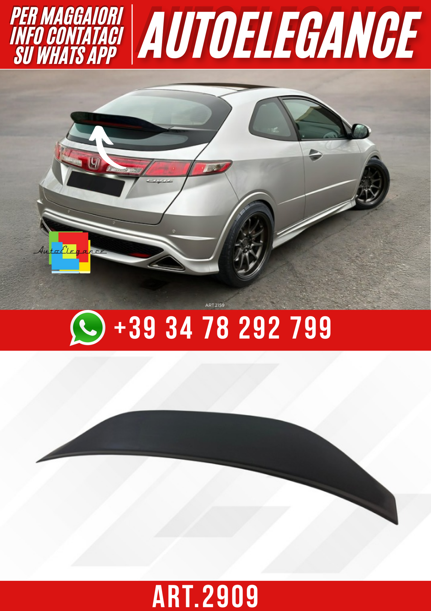 ART.2909  Spoiler bagagliaio per Honda Civic MK8
