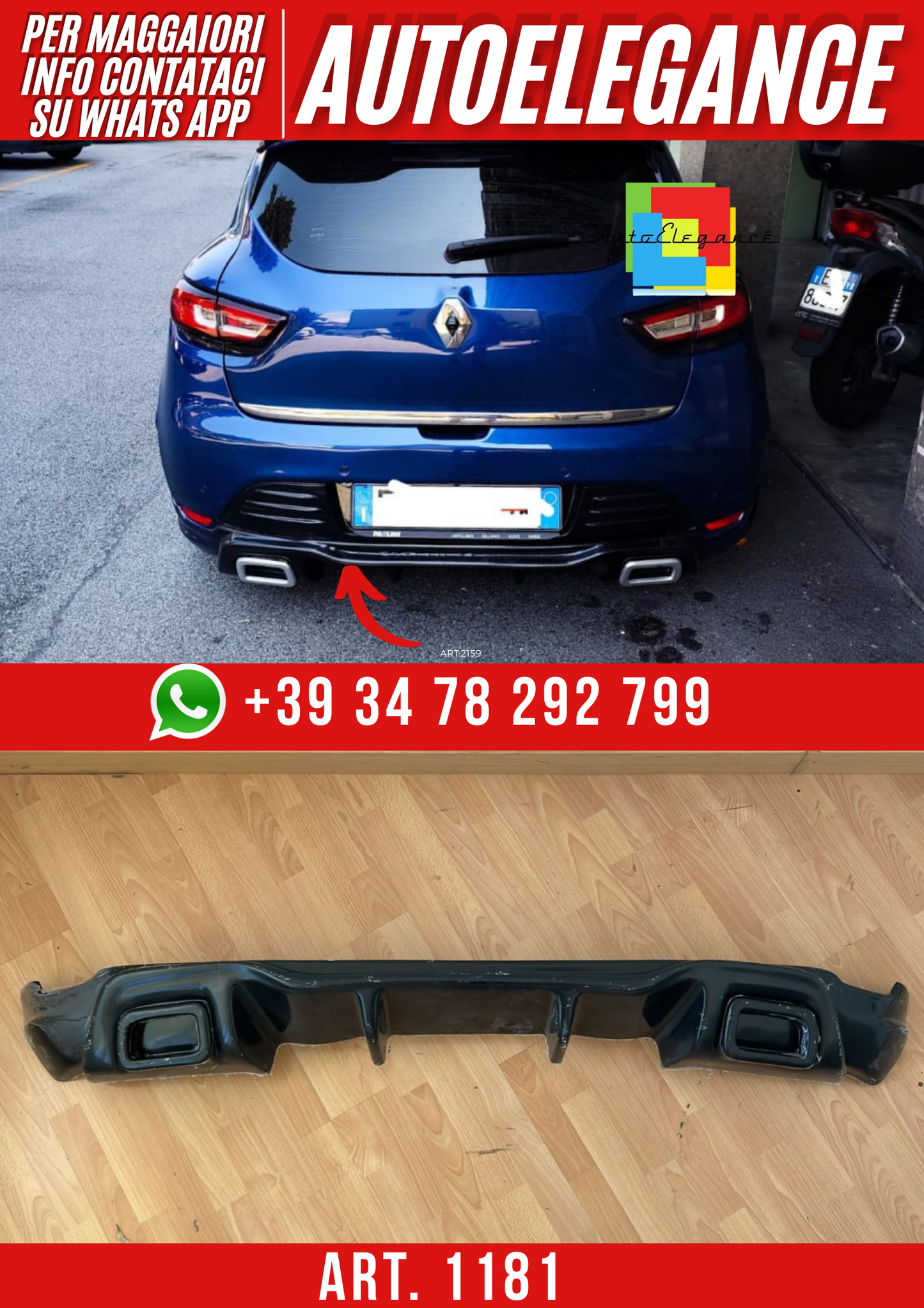 ART. 1181 DIFFUSORE RENAULT CLIO 4 IV 2012-2019 LOOK ST NERO LUCIDO