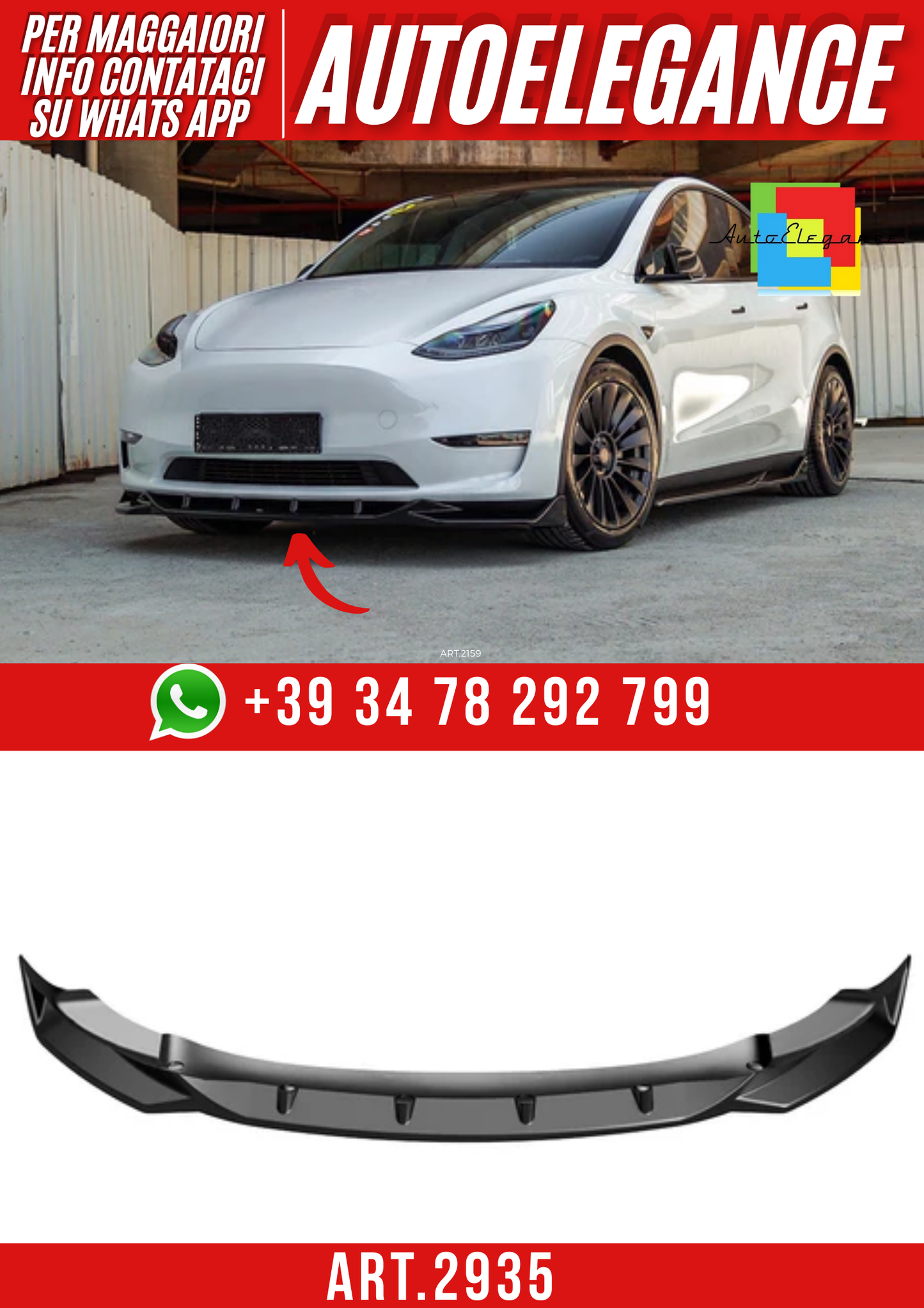 ART.2935  Splitter anteriore  TESLA Model Y 2020-2025