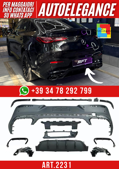 ART.2231 DIFFUSORE GLC C254 2023+ COUPE LOOK GLC63 PROFILO NERO + TERMINALI