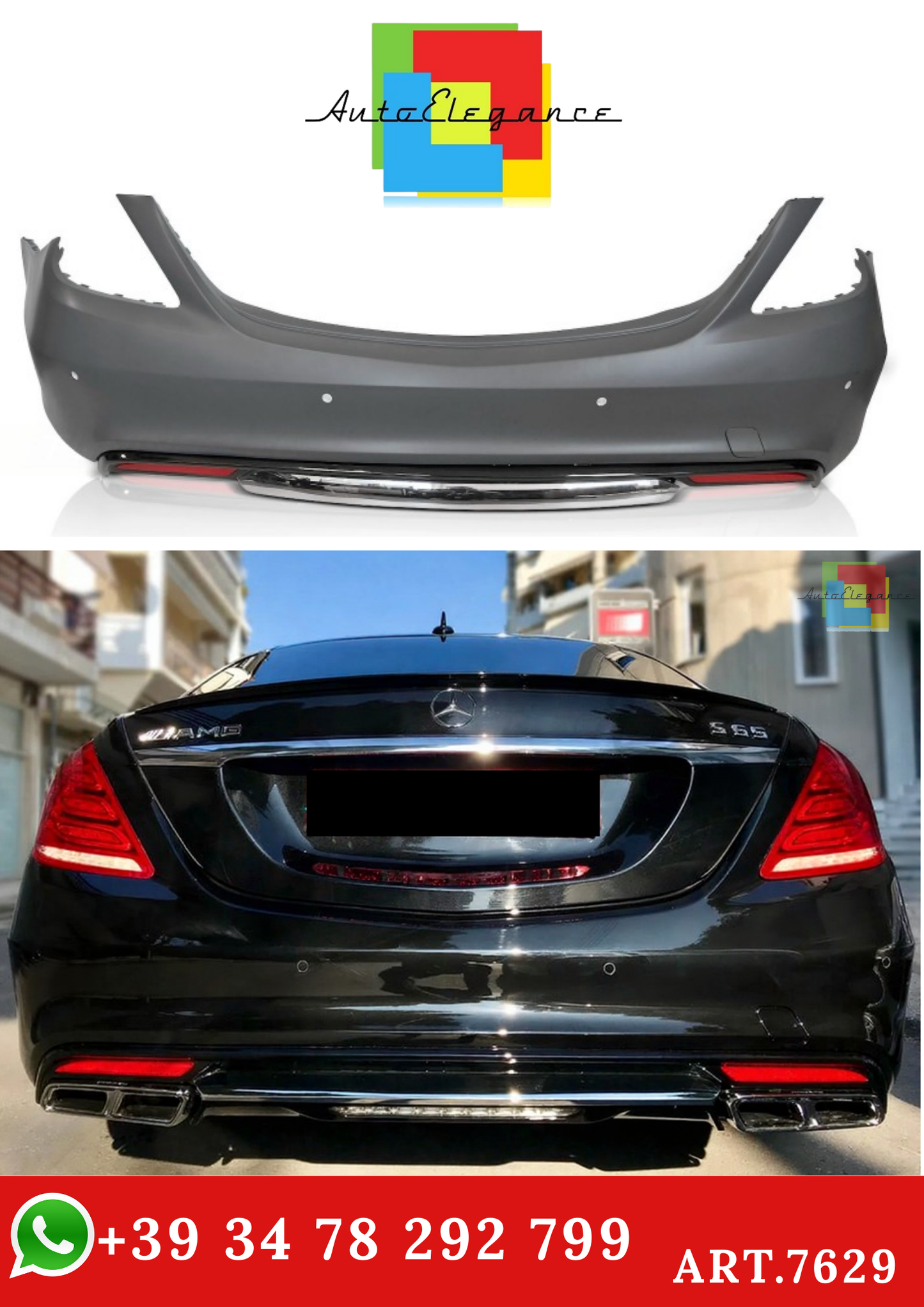 💫ART.7629 Paraurti Posteriore Look S65 AMG per M.Benz Classe S W222 13-17💫