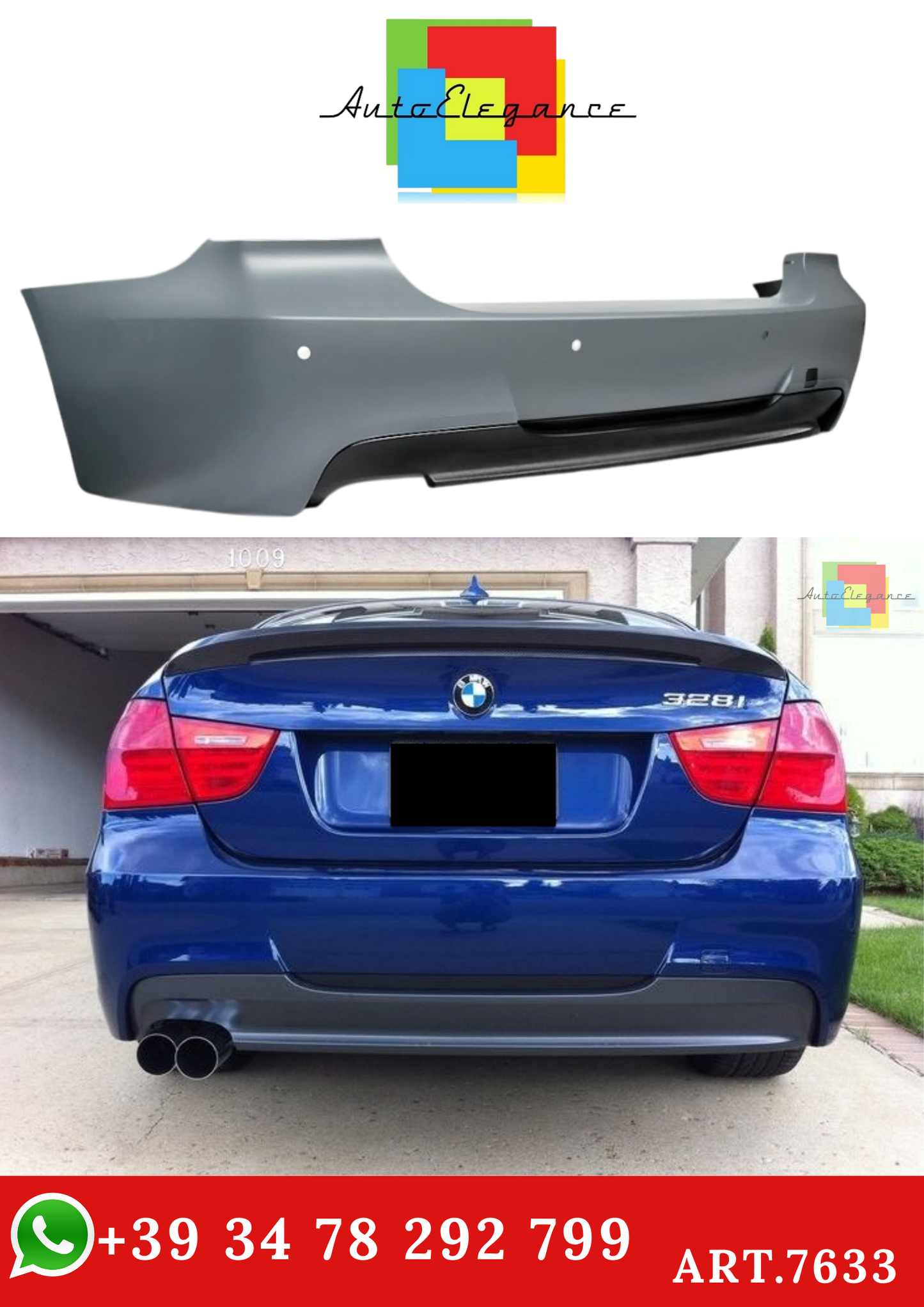 💫ART.7633 Paraurti Posteriore M-SPORT per BMW E90 2009-2011💫