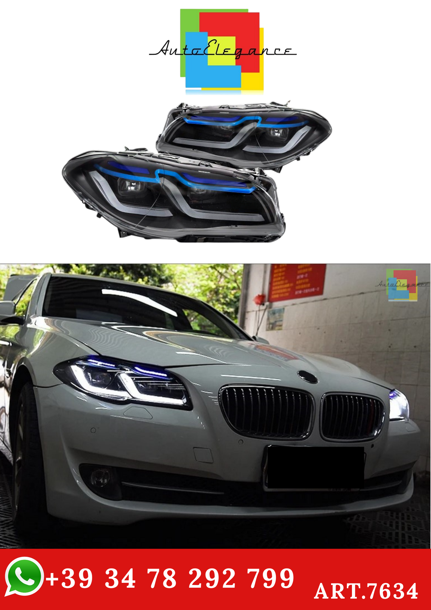 💫ART.7634 FARI FULL LED DRL adatti per BMW Serie 5 F10 / F11 10-13💫