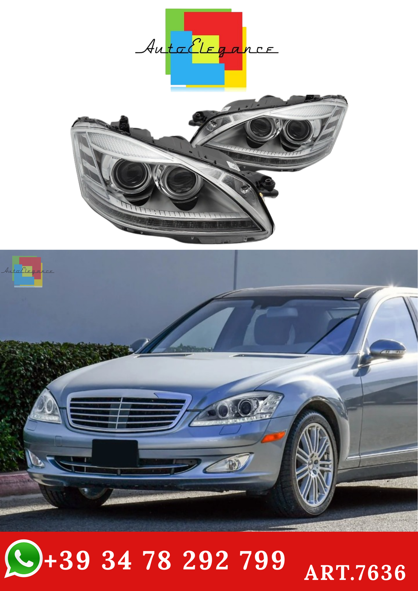 💫ART.7636 FARI XENON LED adatti per MERCEDES W221 CLASSE S 05-09💫