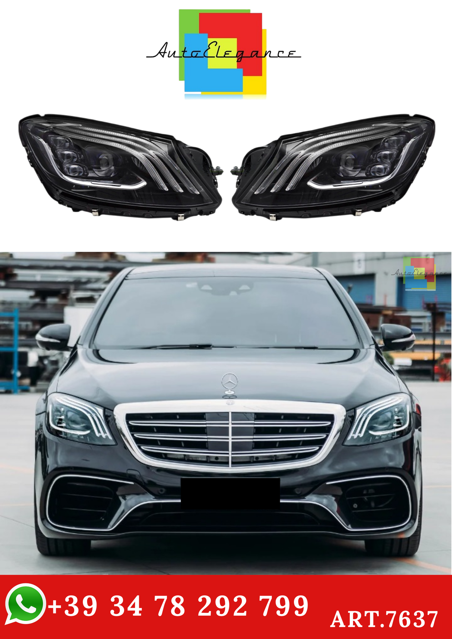 💫ART.7637 FARI FULL LED DRL adatti per MERCEDES CLASSE S W222 13-17💫