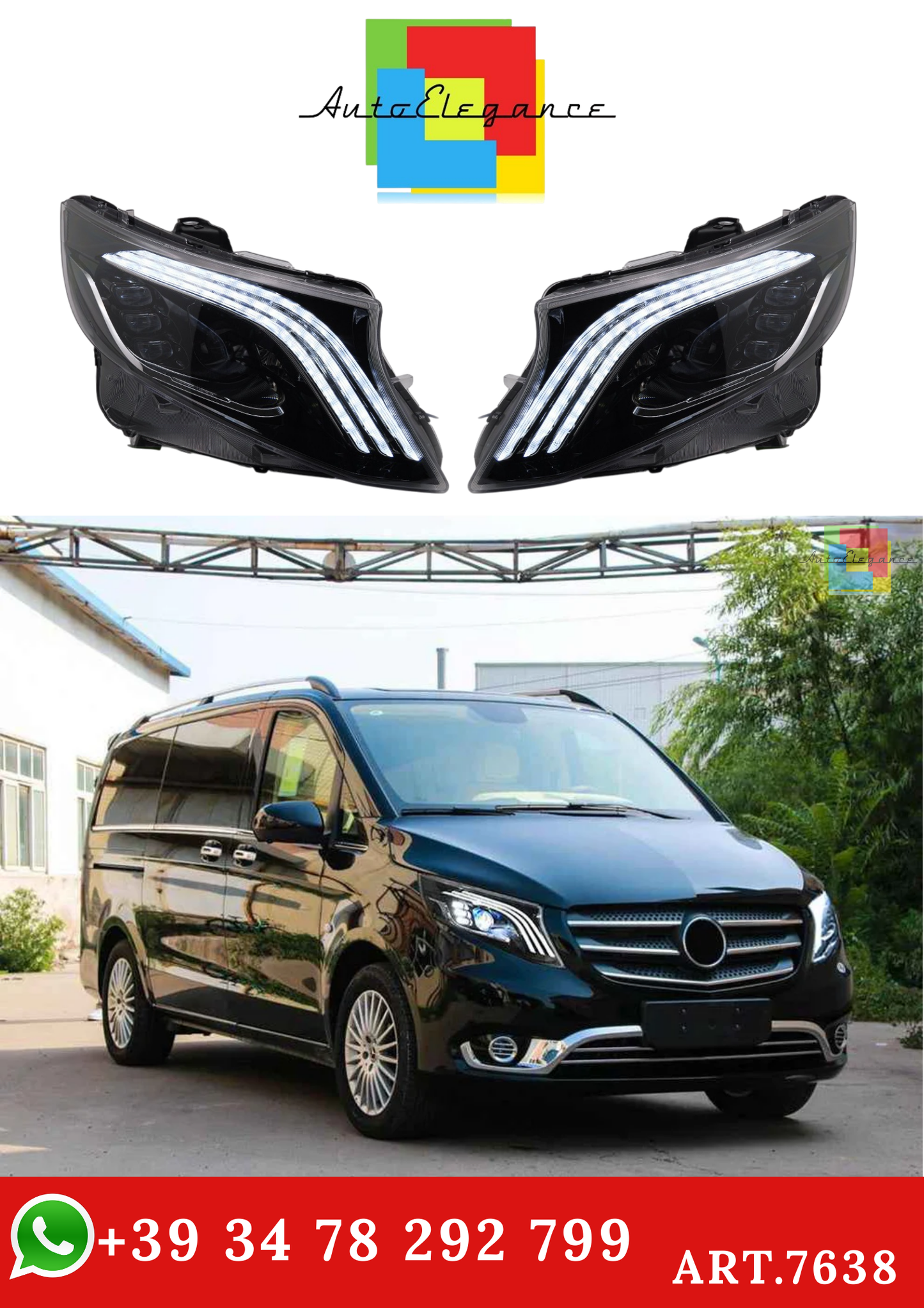 💫ART.7638 FARI FULL LED SEQ adatti per MERCEDES CLASSE V / VITO W447 14-23💫