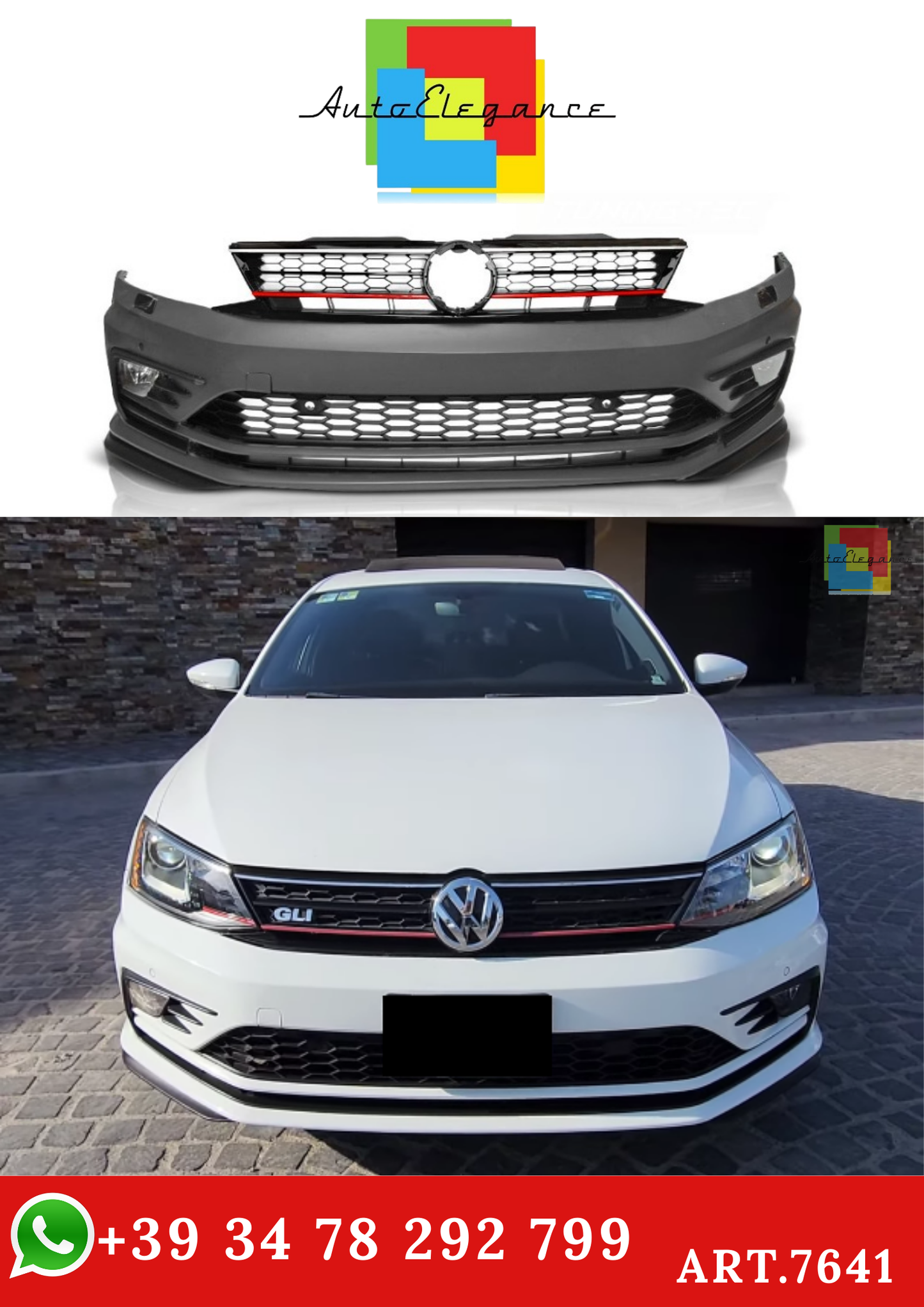 💫ART.7641 Paraurti Anteriore SPORT adatto per VW JETTA VI 2014-2018💫