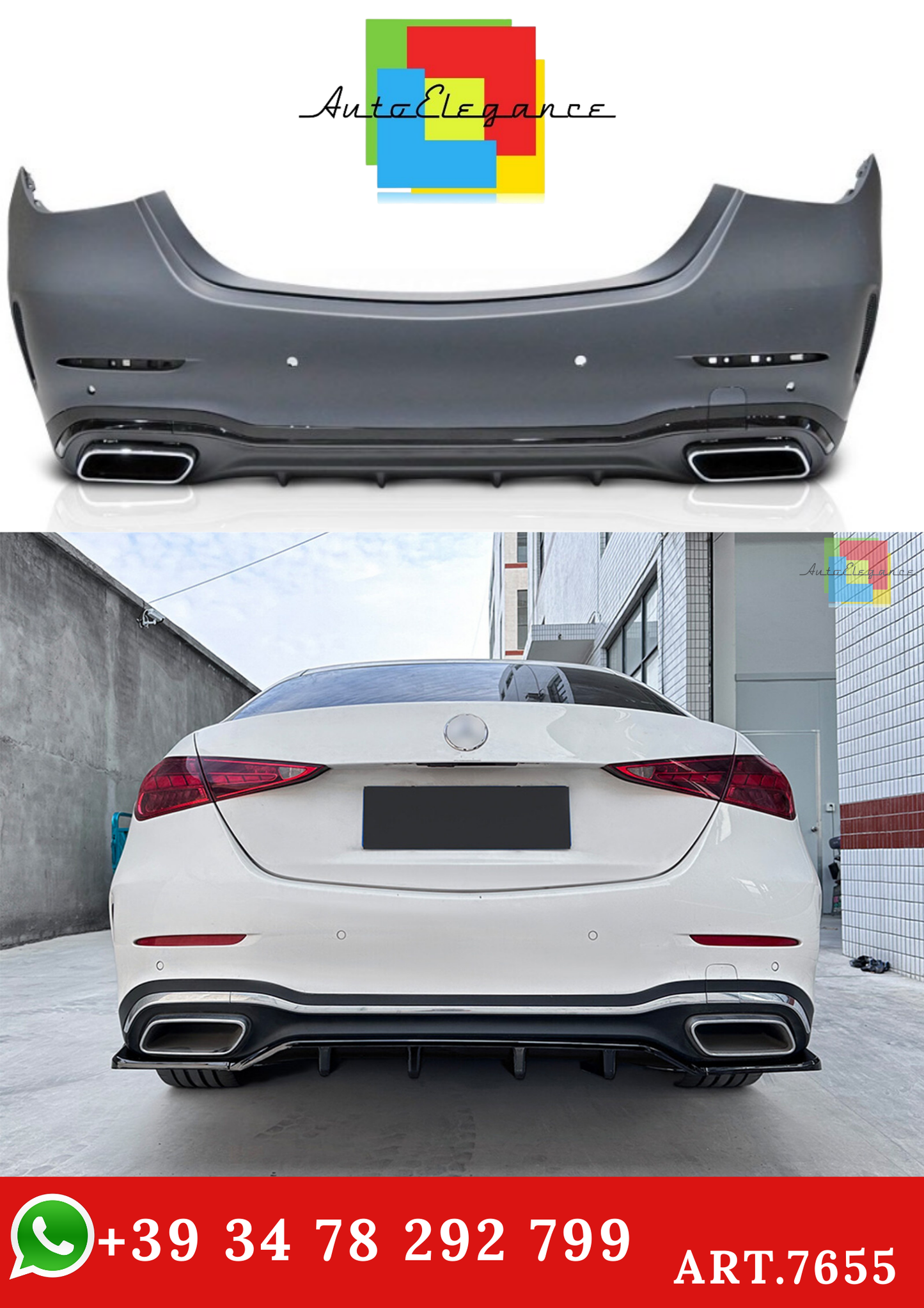 💫ART.7655 Paraurti Posteriore Look AMG per MERCEDES Classe C W206 2021+💫