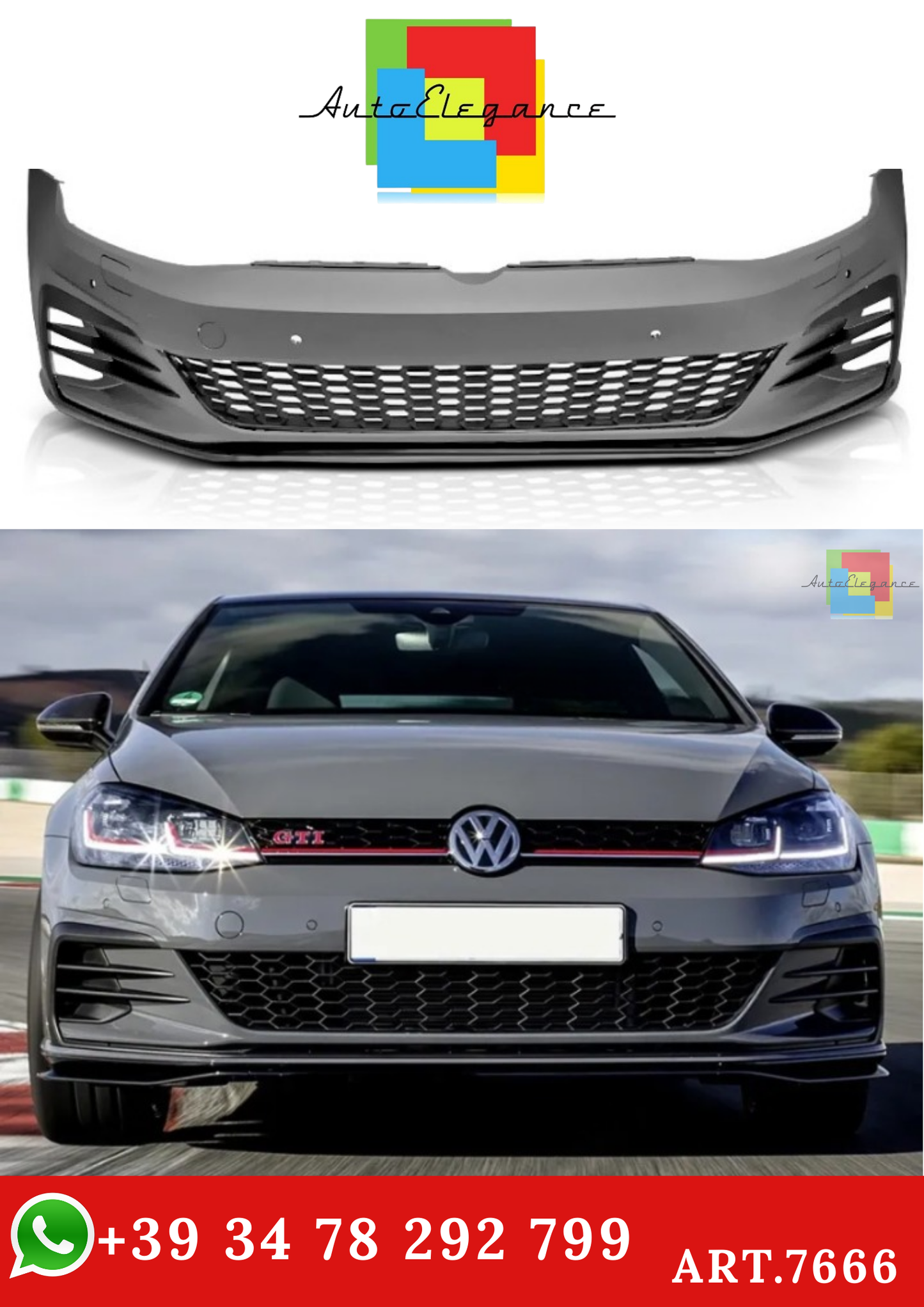 💫ART.7666 Paraurti Anteriore MK7.5 GTI TCR per VW GOLF 7 2017-2019💫