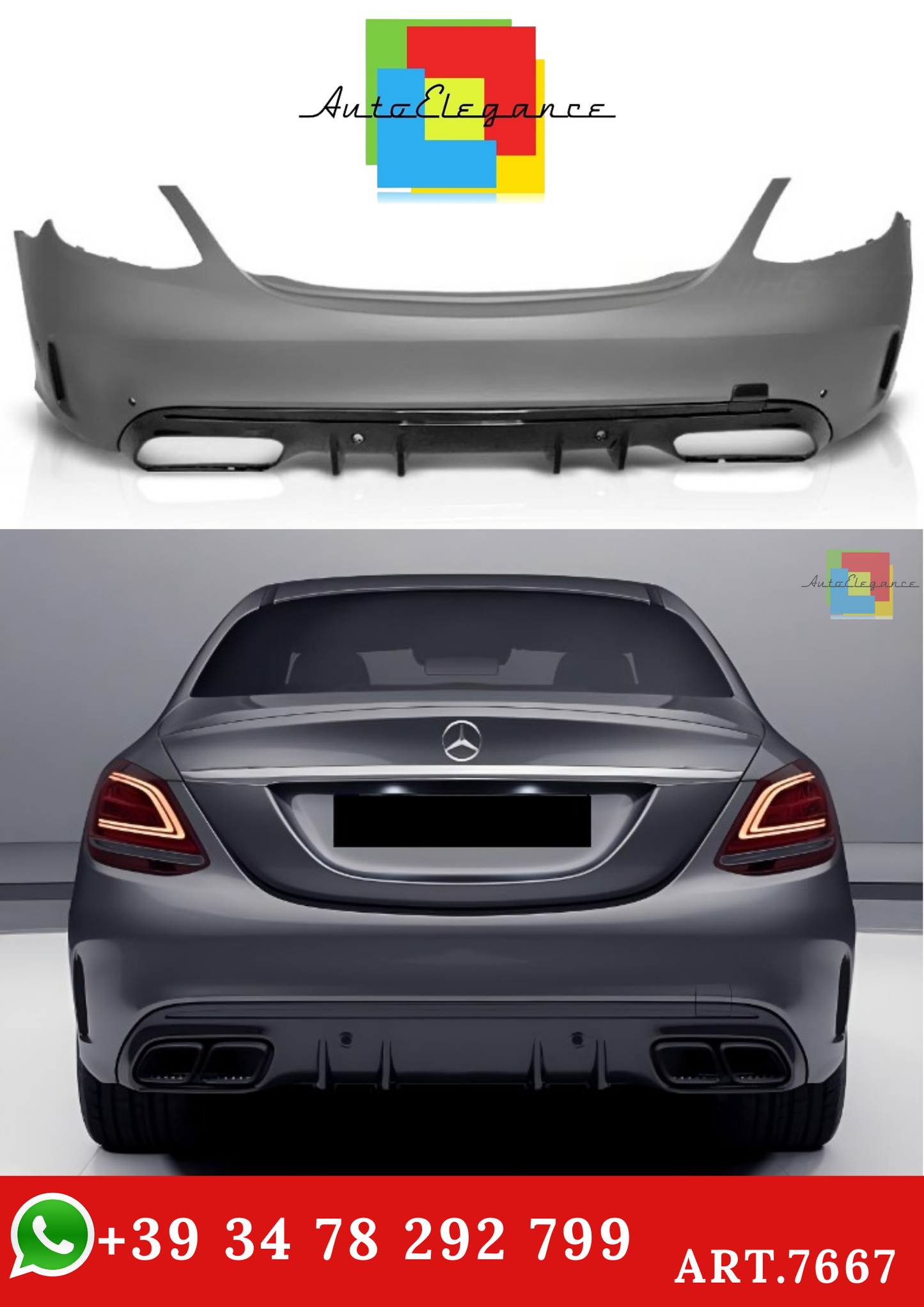 💫ART.7667 Paraurti Posteriore Look C63 AMG per MERCEDES W205 2018+💫