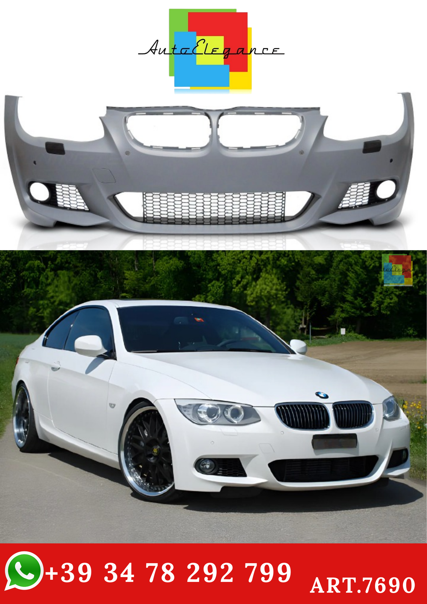 💫ART.7690 Paraurti Anteriore M-Tech per BMW Serie 3 E92 / E93 2010-2013 LCI💫