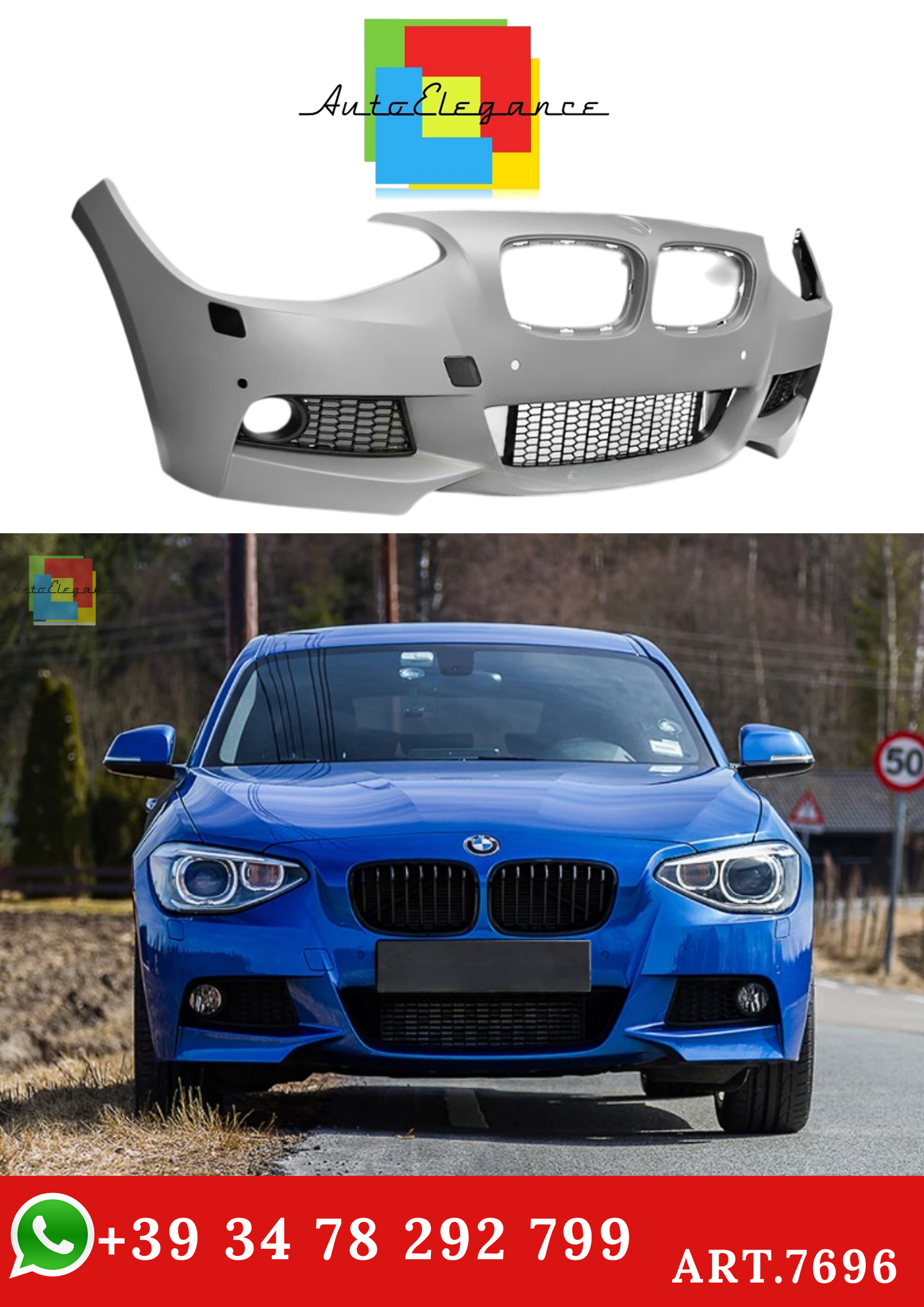 💫ART.7696 Paraurti Anteriore M-SPORT per BMW Serie 1 F20 / F21 2011-2015💫