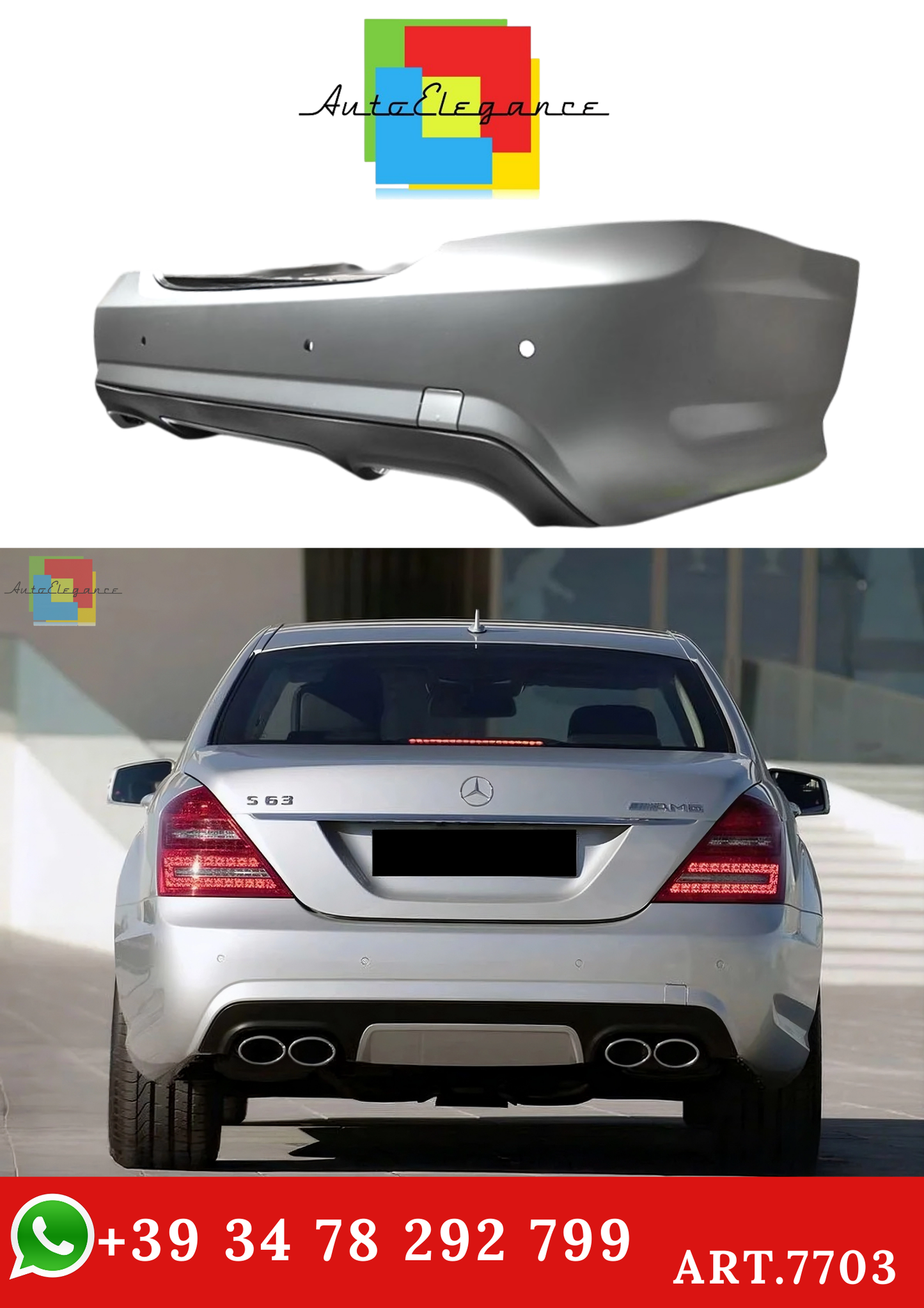 💫ART.7703 Paraurti Posteriore Look S63 AMG per MERCEDES W221 2005-2013💫