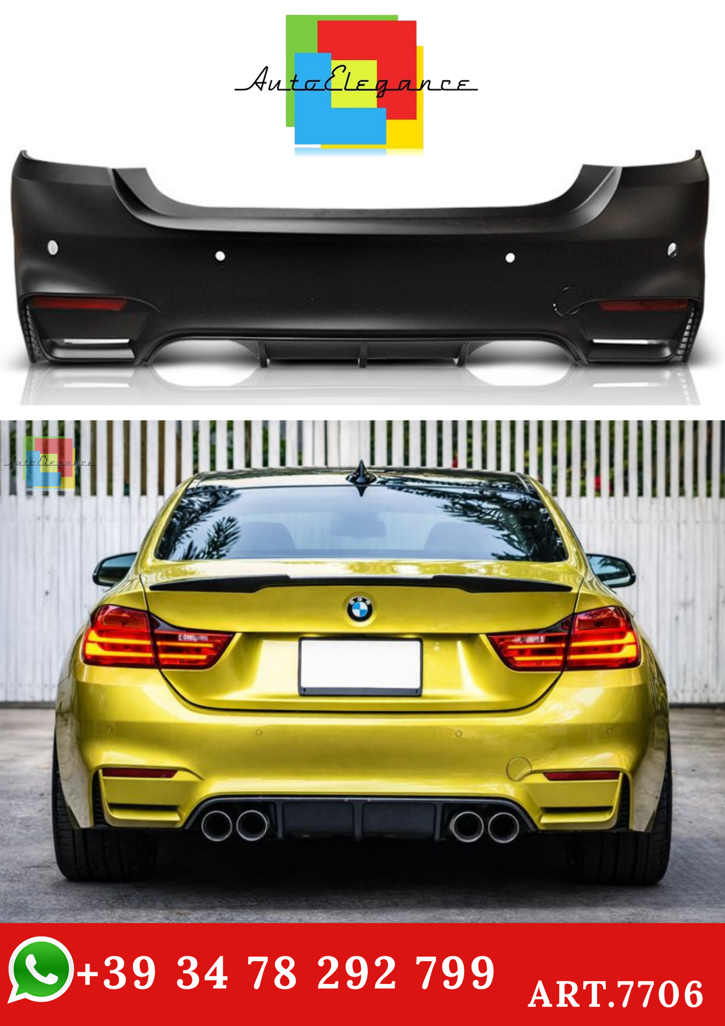 💫ART.7706 Paraurti Posteriore M4 STYLE per BMW Serie 4 F32/F33 2013+💫
