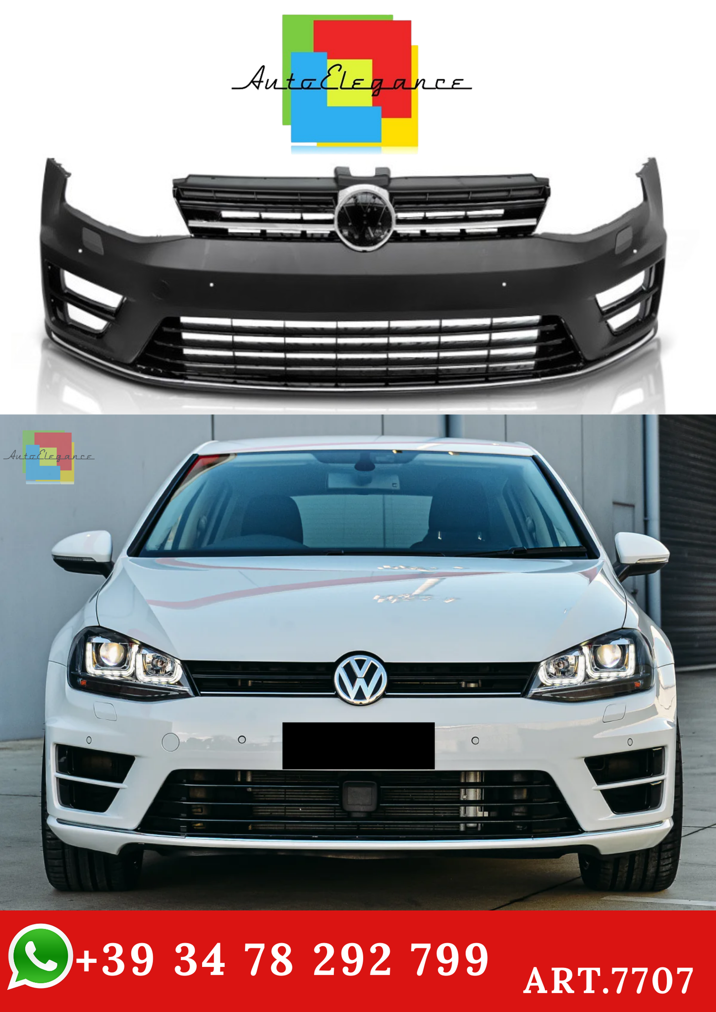 💫ART.7707 Paraurti Anteriore R20 Style per VW GOLF 7 2013-2017💫