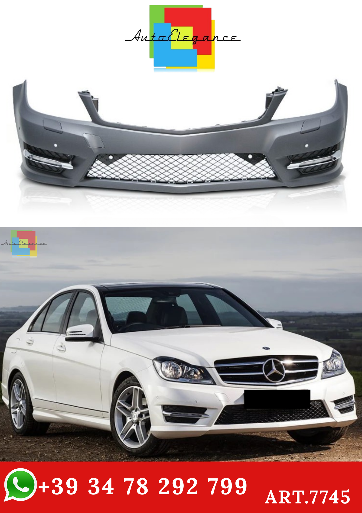 💫ART.7745 Paraurti Anteriore AMG Line adatto per MERCEDES W204 11-14💫