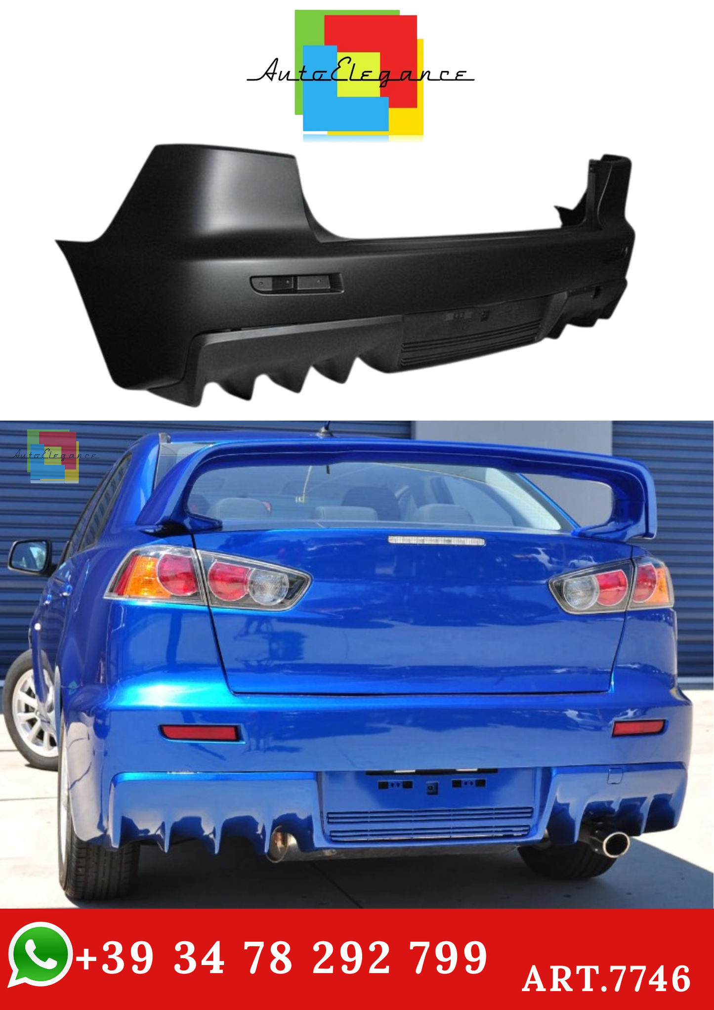 💫ART.7746 Paraurti Posteriore EVO STYLE per MITSUBISHI LANCER 2009-2015 💫