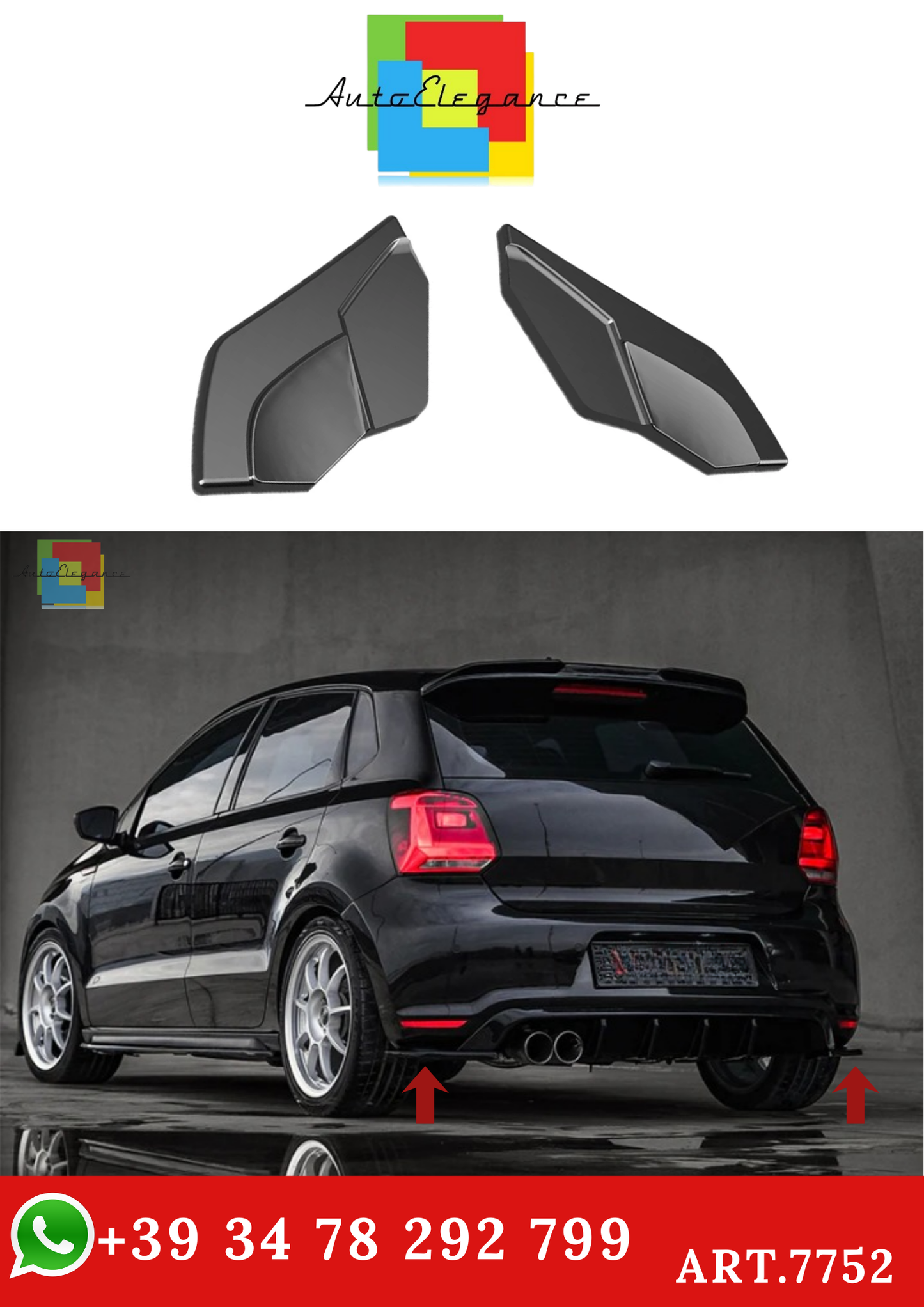 💫ART.7752 Splitter Posteriori per VW Polo GTI Mk5 2009-2014💫
