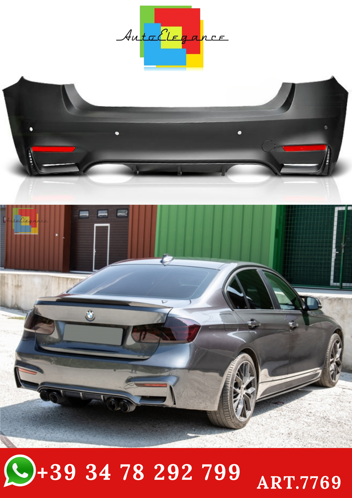 💫ART.7769 Paraurti Posteriore M3 SPORT per BMW F30 SEDAN 2011-2018 💫
