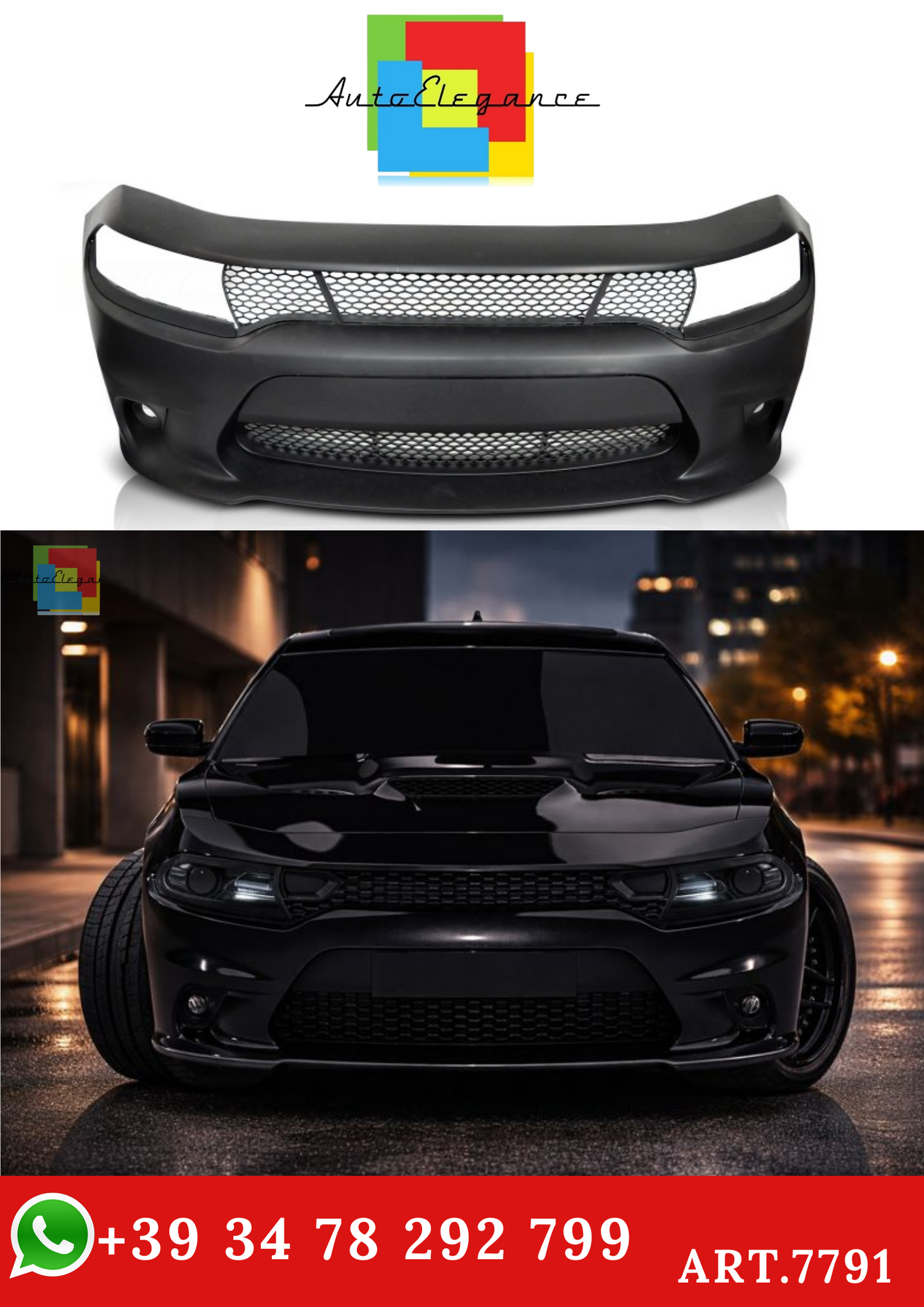 💫ART.7791 Paraurti Anteriore + Faro Fendinebbia DODGE CHARGER 2014-2018💫