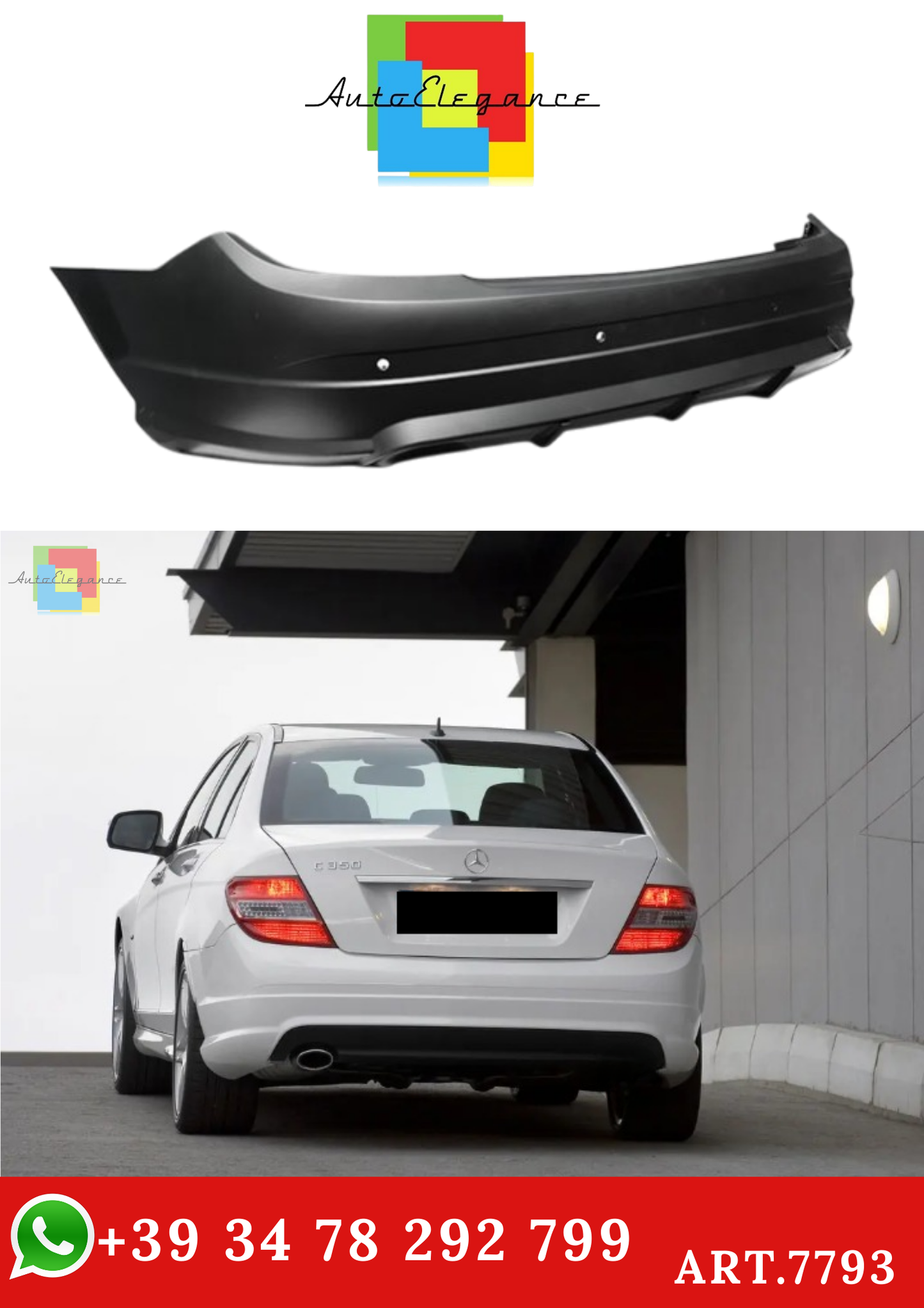 💫ART.7793 Paraurti Posteriore per MERCEDES W204 07-10 SEDAN💫