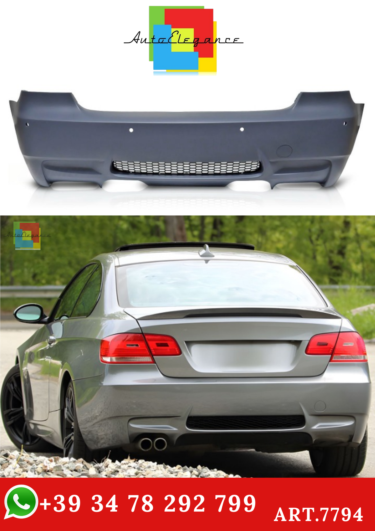 💫ART.7794 Paraurti Posteriore STILE M3 adatto per BMW Serie 3 E92 / E93 06-10💫