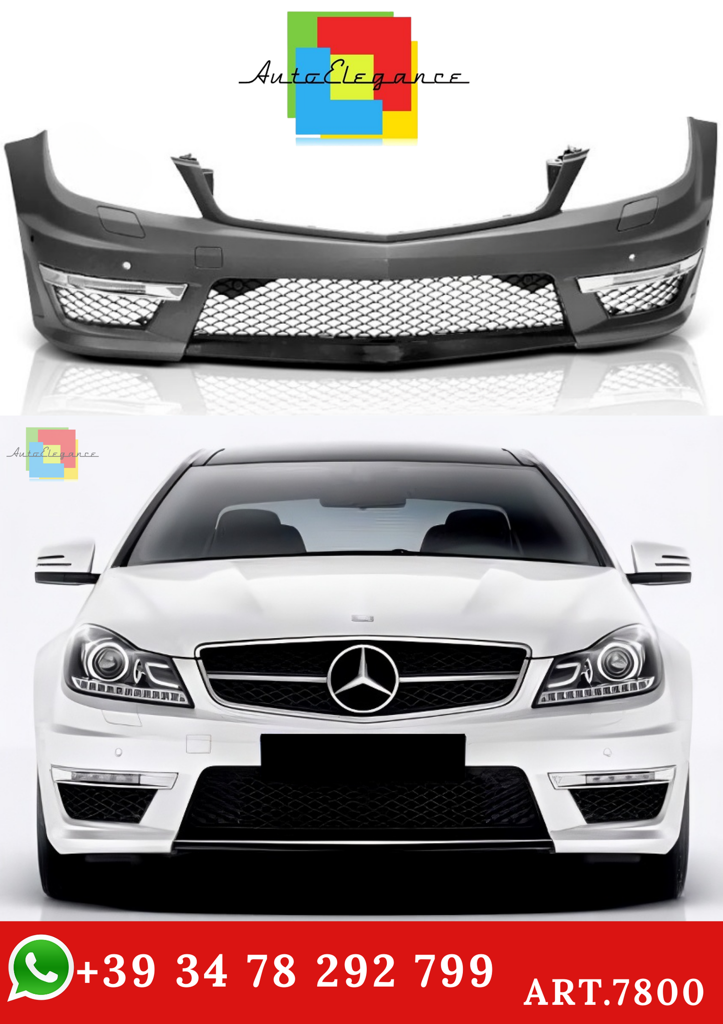 💫ART.7800 Paraurti Anteriore Stile C63 AMG per Classe C W204 2011-2014💫