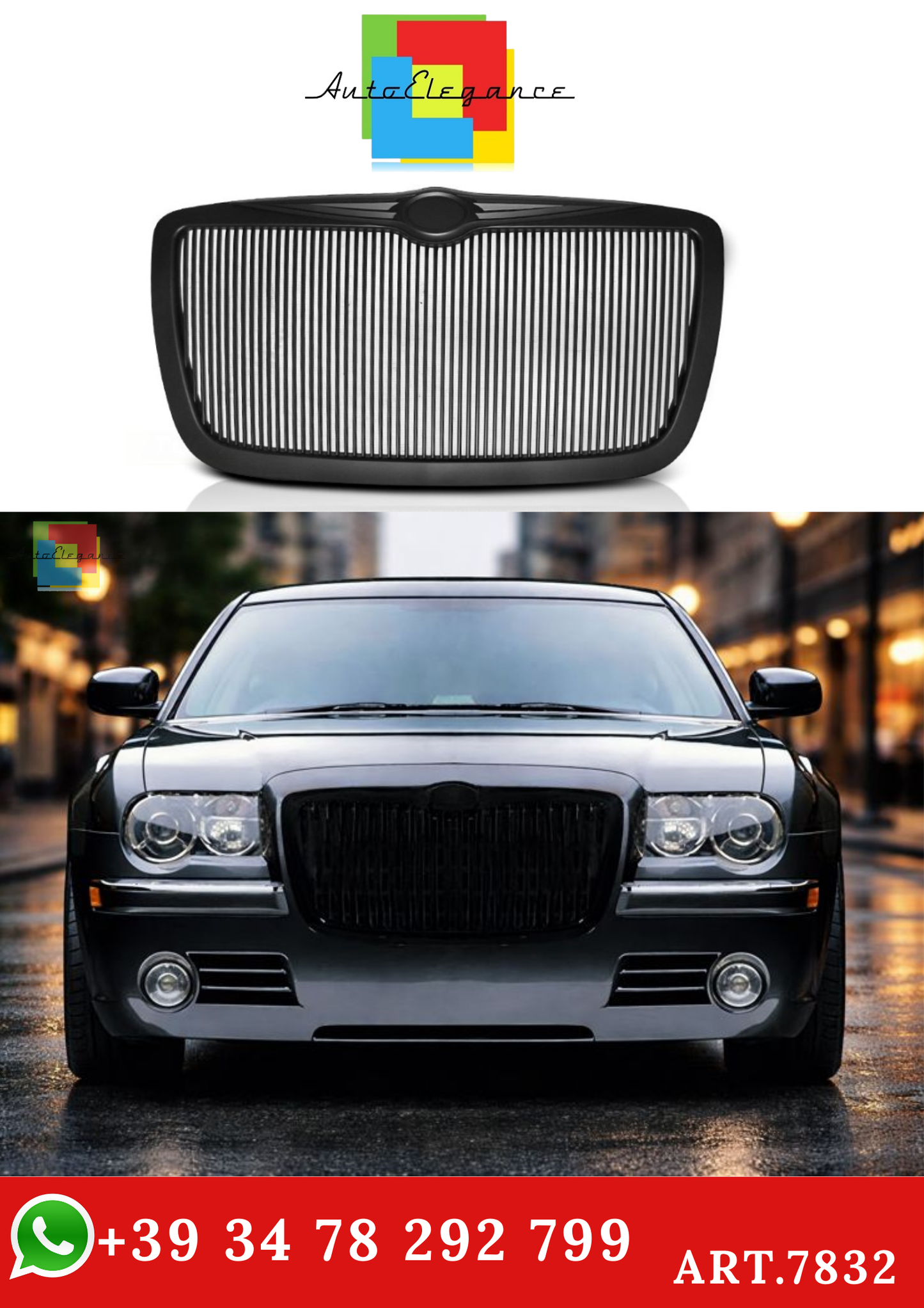 💫ART.7832 GRIGLIA STILE ROYCE Nero Opaco per CHRYSLER 300 C 04-11💫